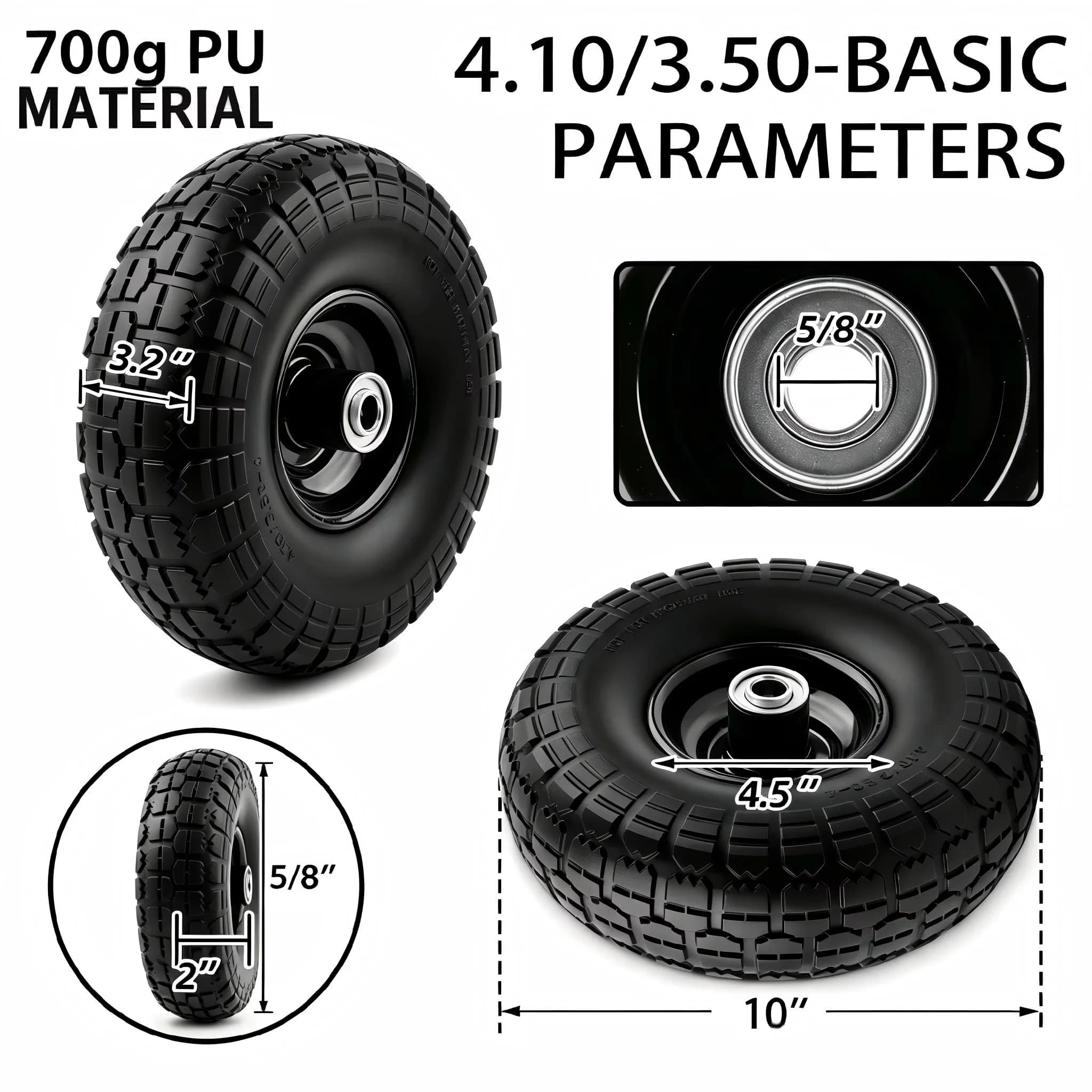 Stylish Atv Tire with Set of Two 10-Inch Solid Rubber Wheels, Replacement Flat-Free Size 3.50-4", 5/8" Bearings And a 2.2" Offset... - Model C14253