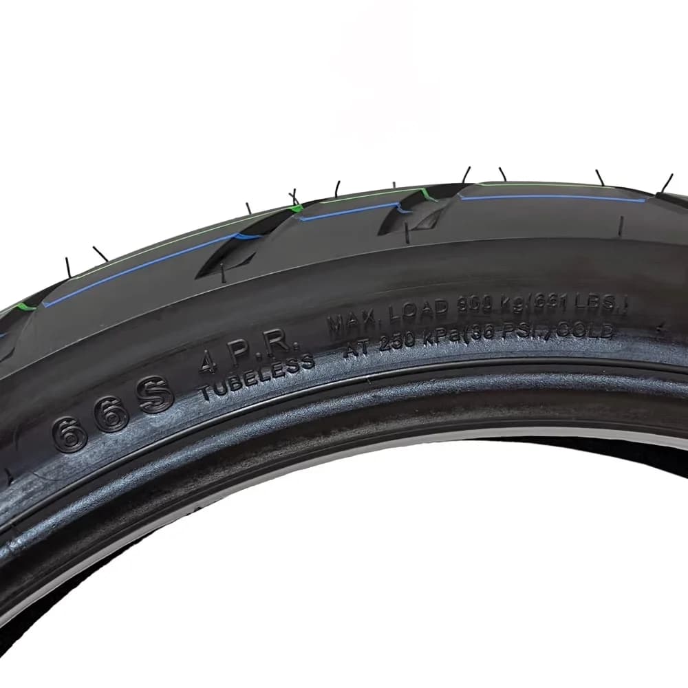 Compact Motorcycle Tire with All-Weather, Dot Approved, Wet Or Dry - Black Model 2DE3D8