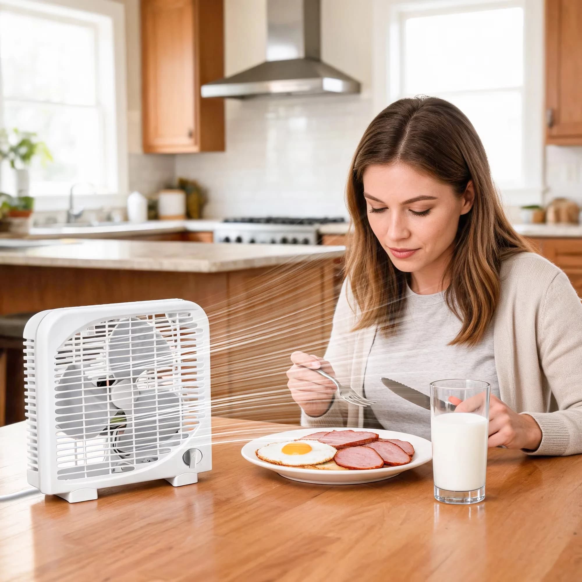 Sleek Fans In Cooling with 9" Tabletop Box Fan for Bedroom - Modern Design Model 6E7AED