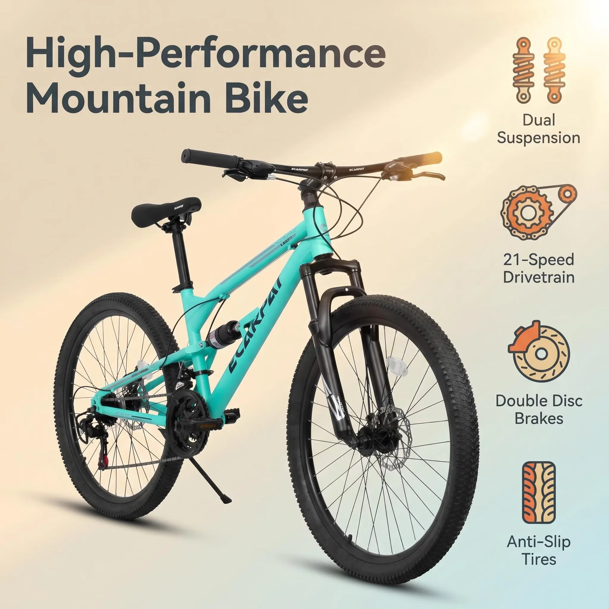 Mountain Bike Sleek with Adjustable Seat, Adjustable Height, Men's 26 inch - Green Model 2043AD