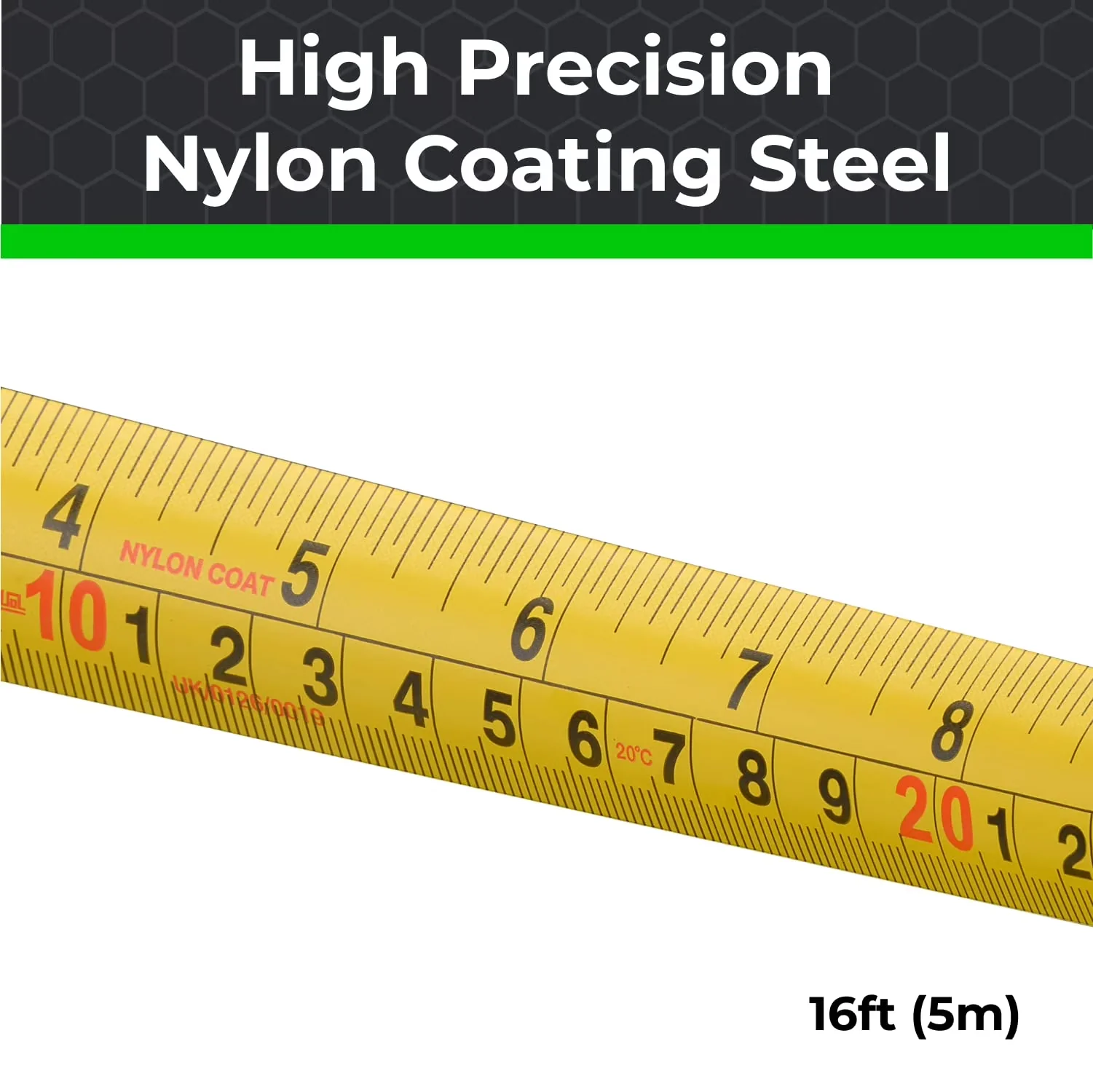 Reliable Measuring Layout with Magnetic, 16ft (5m) Tape Measure, Retractable Tape - Black Nylon|Steel|Rubber Model 6EBC22