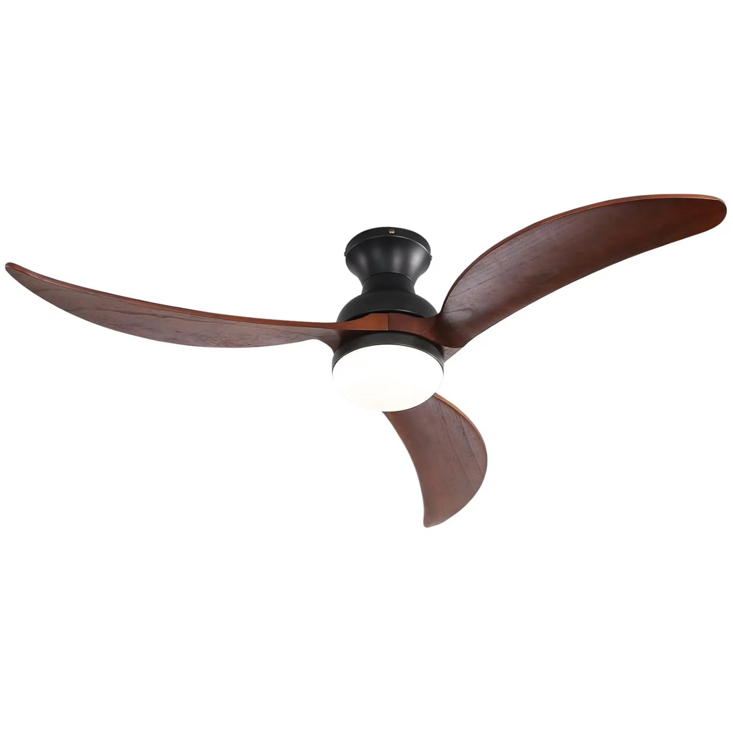 Sleek Ceiling Fan with LED, Modern, Remote Controlled - Acrylic Black Flush Model C27E2C