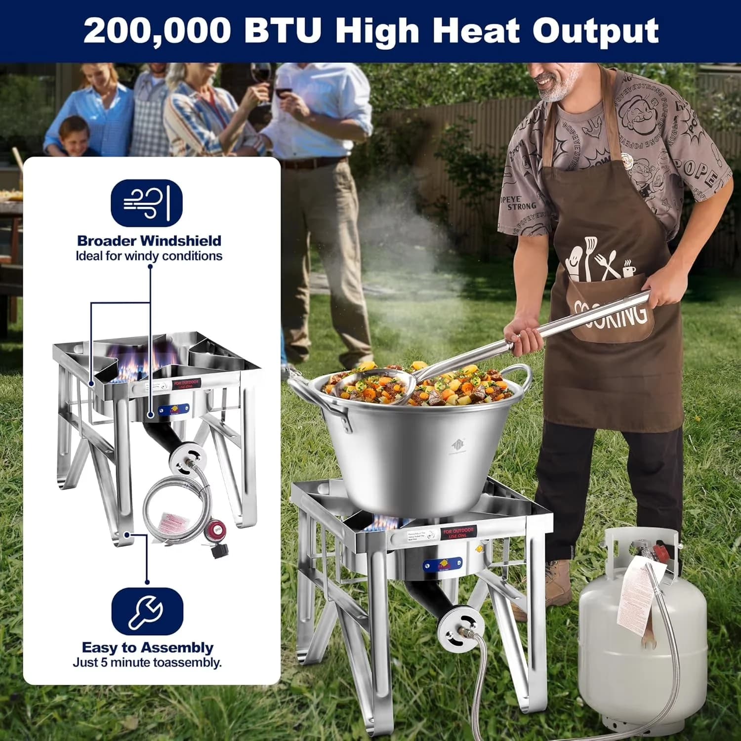 Innovative Outdoor Fryer with 200000 BTU, Great - Stainless Steel for Outdoor Model BCDC22