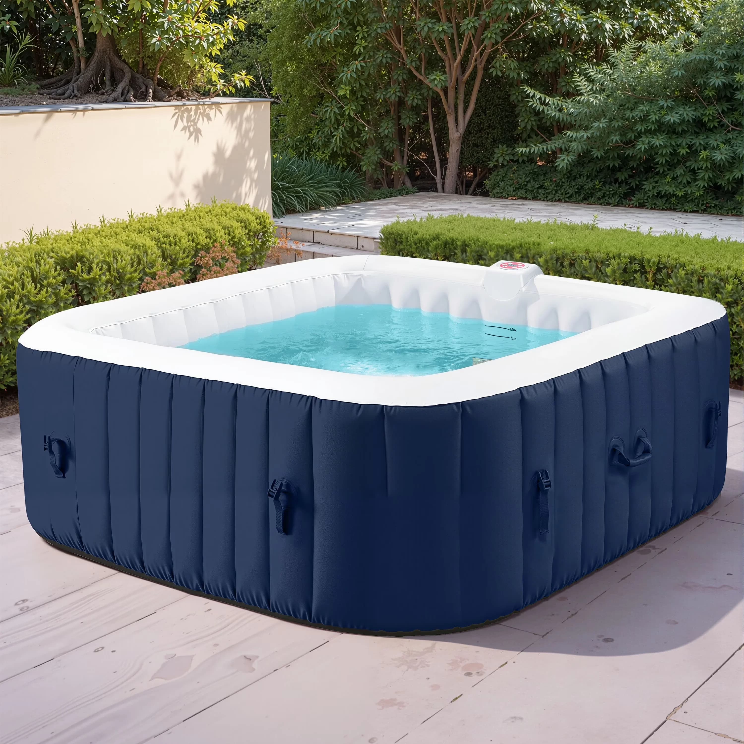 Hot Tub Sleek with Insulated, Inflatable, 130 Bubble Jets - Blue 4-6 for General Purpose Model 4D093E