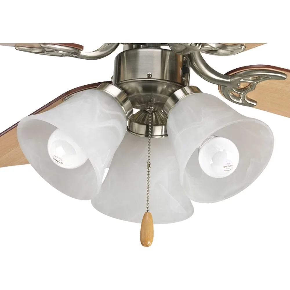 Premium Ceiling Fan with LED, Energy Efficient, Airpro 3-Light LED Kit - Silver Glass, Steel Model B5EC40