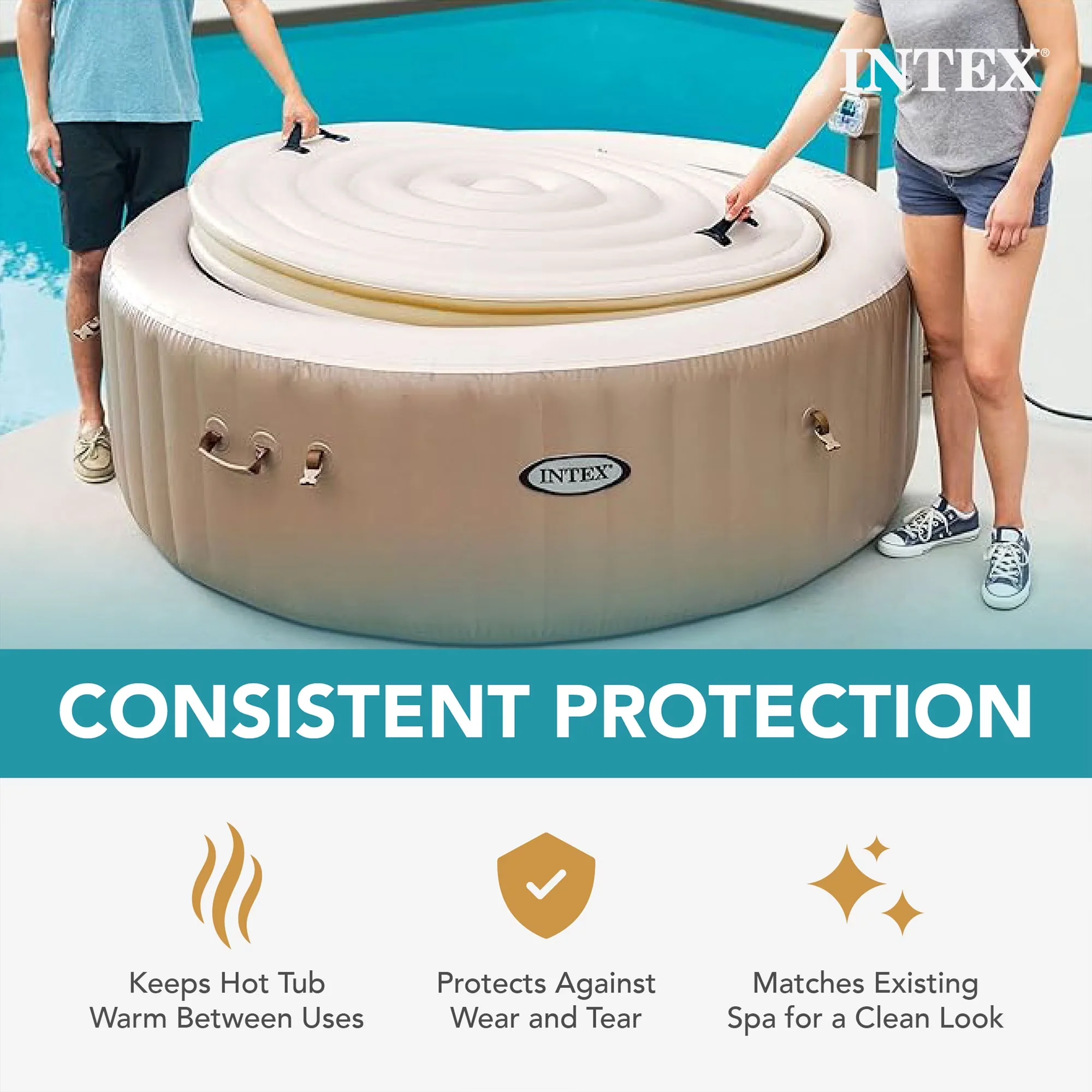Premium Hot Tub with Uv Resistant, Foam Headrest (2 Pack) and Seat (2 Pack) - Beige Foam Model FE5FED