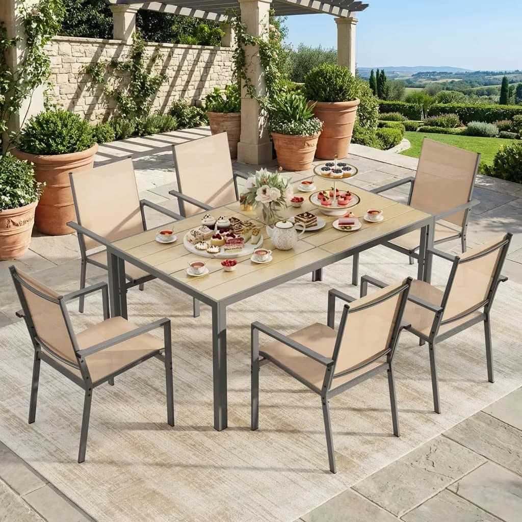 Patio Conversation Set Essential with Storage, Foldable, Perfect - Brown-6 Wood Model F99CF0