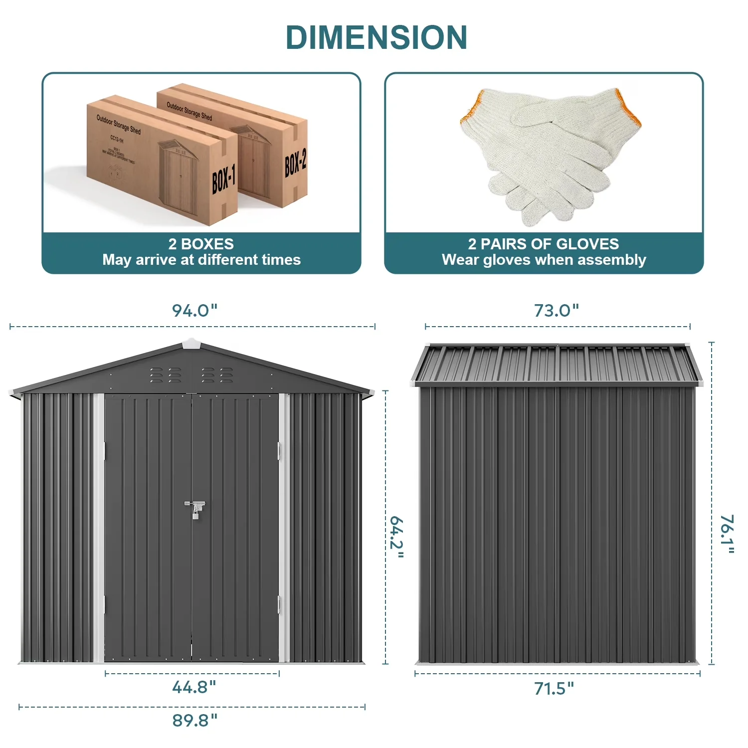 Efficient Shed with Waterproof, 8' x 6' Outdoor Storage - Gray-8X6Ft Metal for Patio, Garden Model C46BE8
