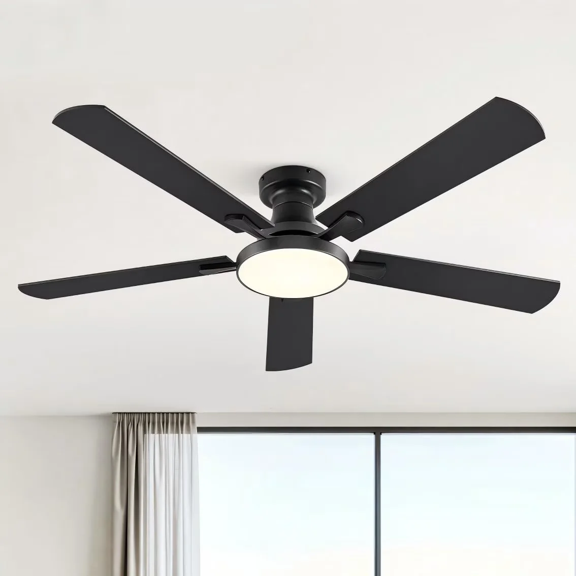 Ceiling Fan Versatile with LED, Remote Controlled, Modern - Black 52in Model A0C943