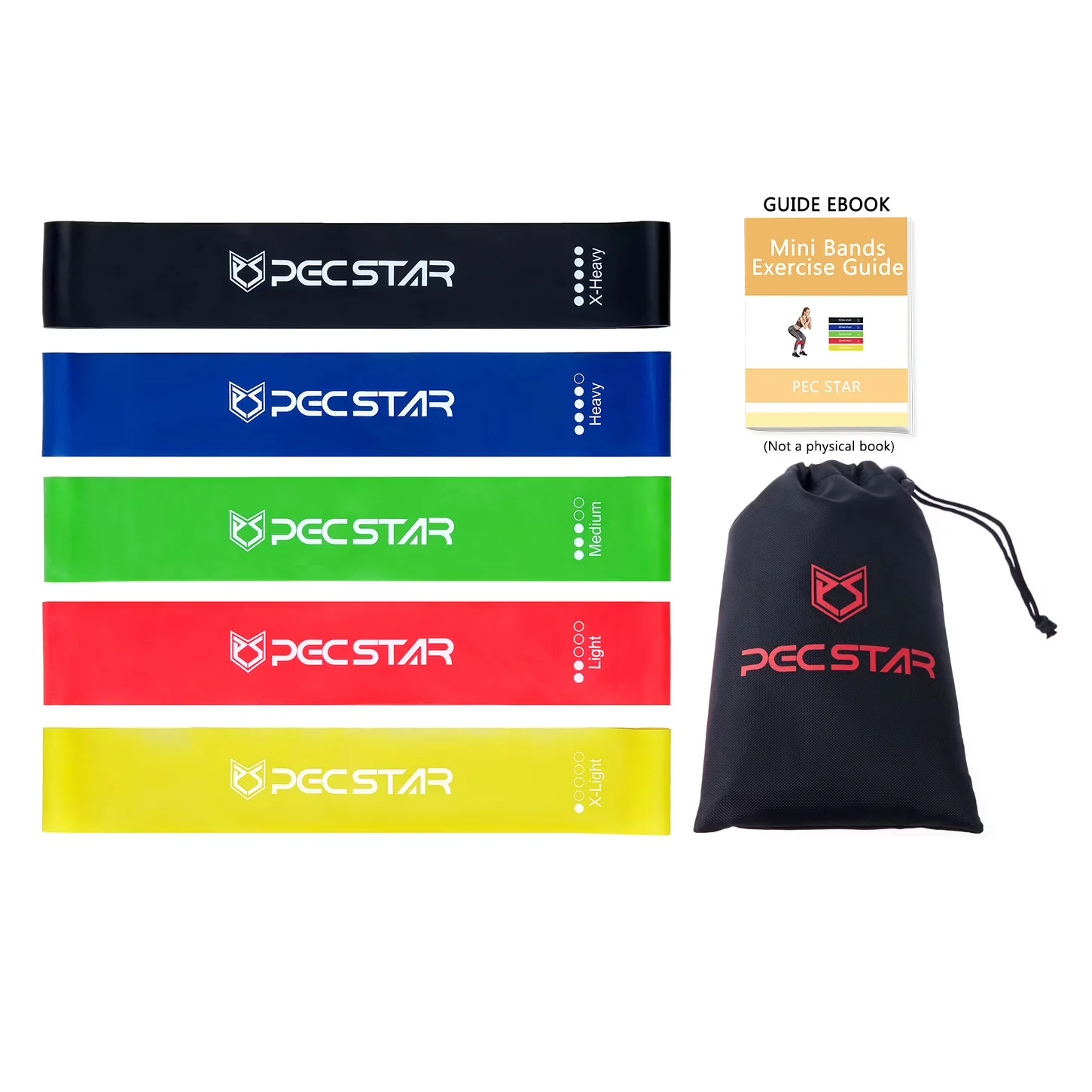 Home Gym Accessory Stylish with Anti-Slip, Resistance Bands, 12-inch Fitness Bands - Rubber Black Model B3CFF7