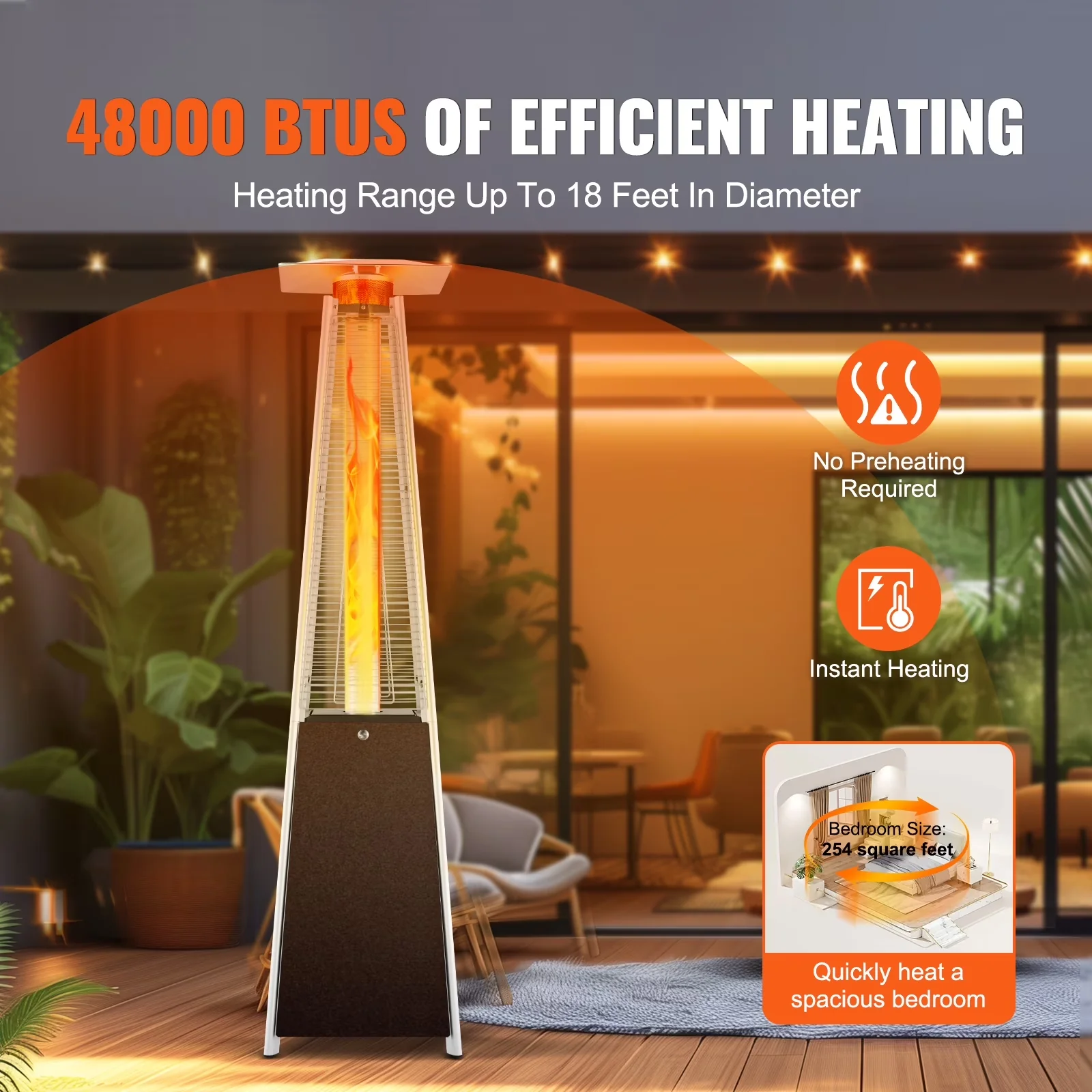 Outdoor Heating Classic with 48000 BTU, Wheeled - Multicolor for Patio, Party Model A492F2