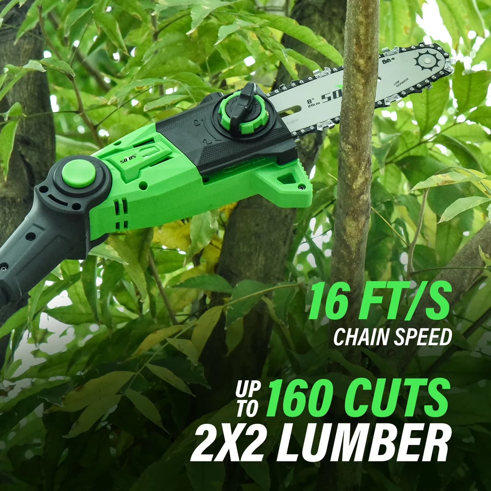 Sleek Pole Saw with Battery, Automatic Chain Oiler, 8-Inch Cordless - 15 Model DE6A4E