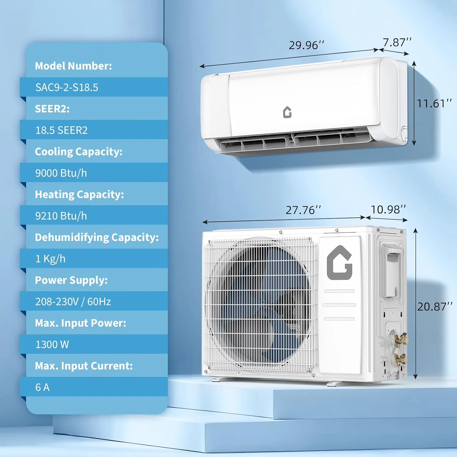 Air Conditioner Efficient with 9000 BTU, 230V, 19 SEER2 9000 BTU Mini Split - Model 9473A2