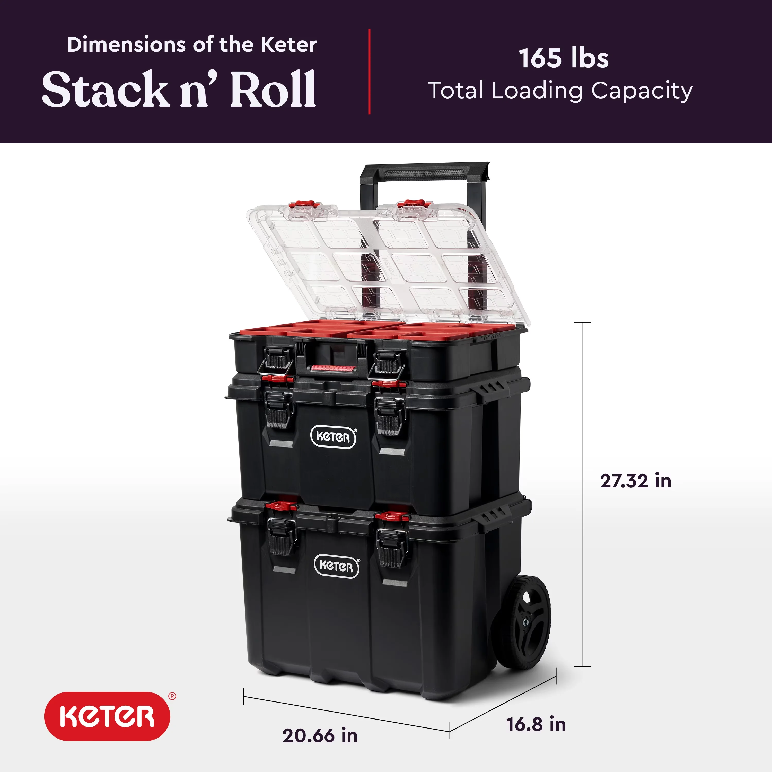 Durable Toolstorage with Adjustable, Lockable, Heavy-Duty - Black Resin Model 04CB88
