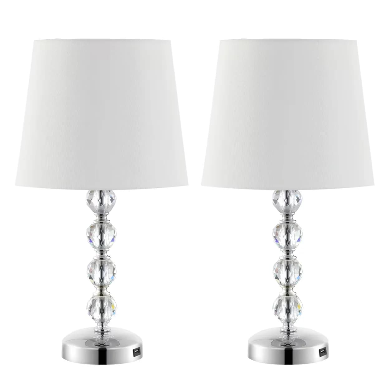 Quality Lamp Set with Glam, of 2, Nola 16 in. H Stacked Crystal Ball Table - Crystal Clear Model 4B6984