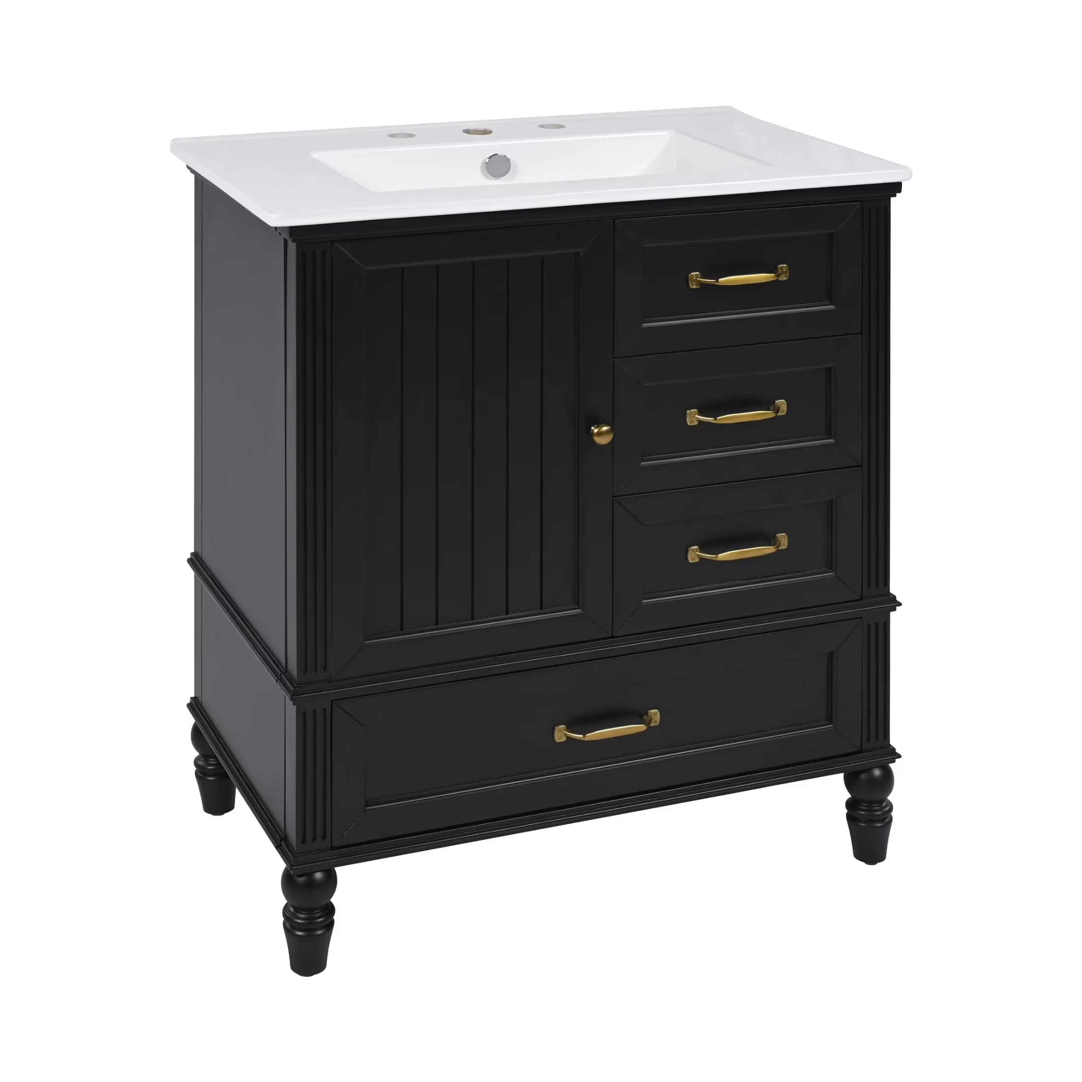 Efficient Bathroom Renovation with Solid Wood Legs, Cabinet, Ceramic Sink - Model DA6D3D