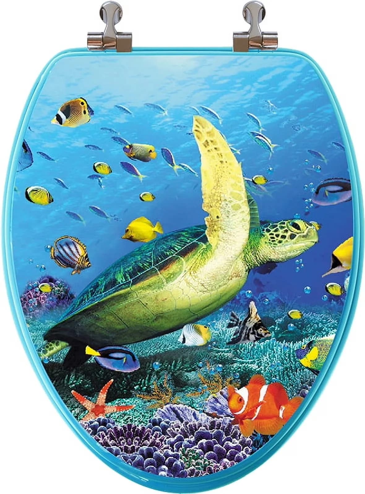 Reliable Toilet Seats And Lid with 3D Ocean Series Elongated Seat, Unique design - Blue Wood Model 5A1FEC