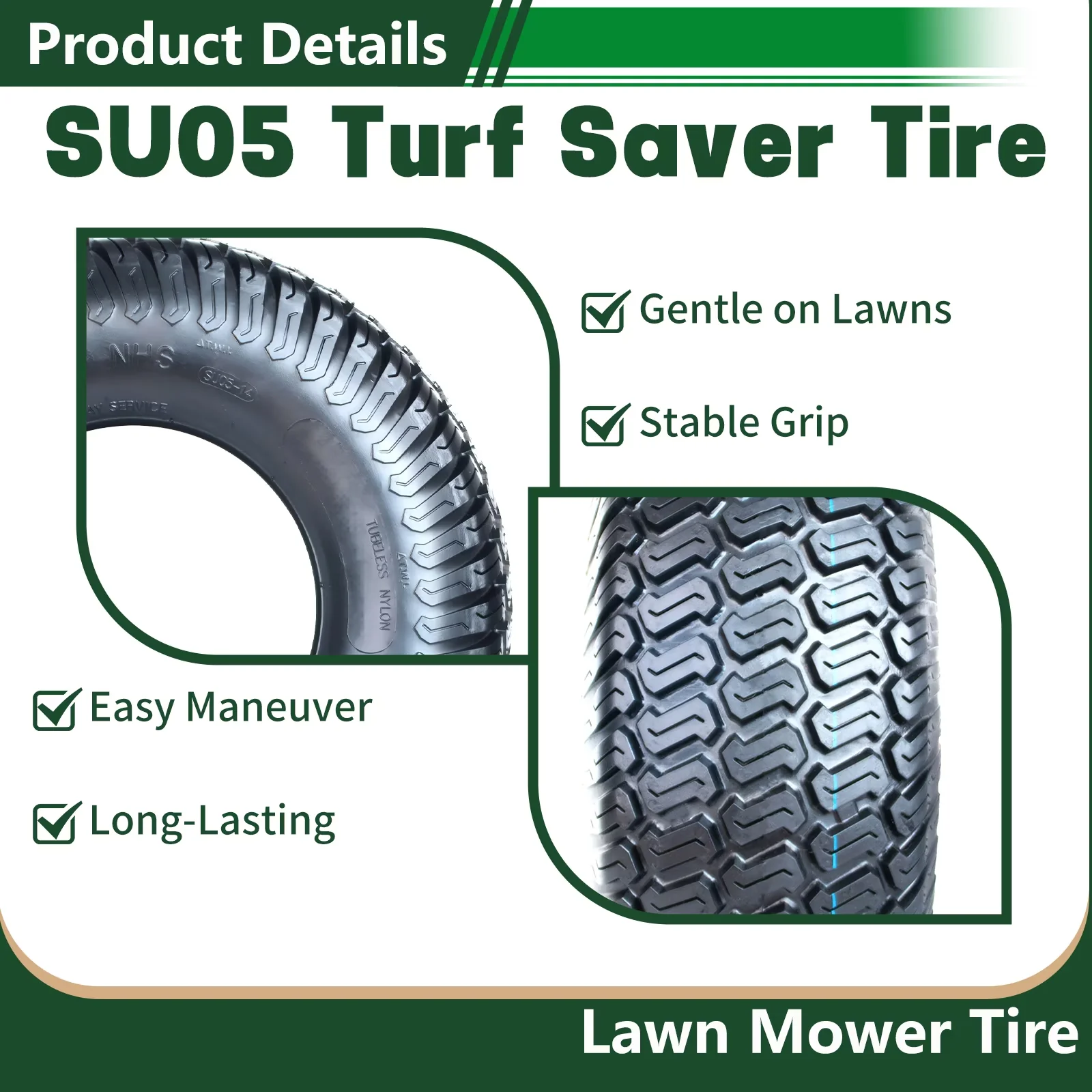 Durable Lawn Mower Tire with Universal Fit, 3/4" Bushing - SU05 - Universal Fit Model 19BCC7