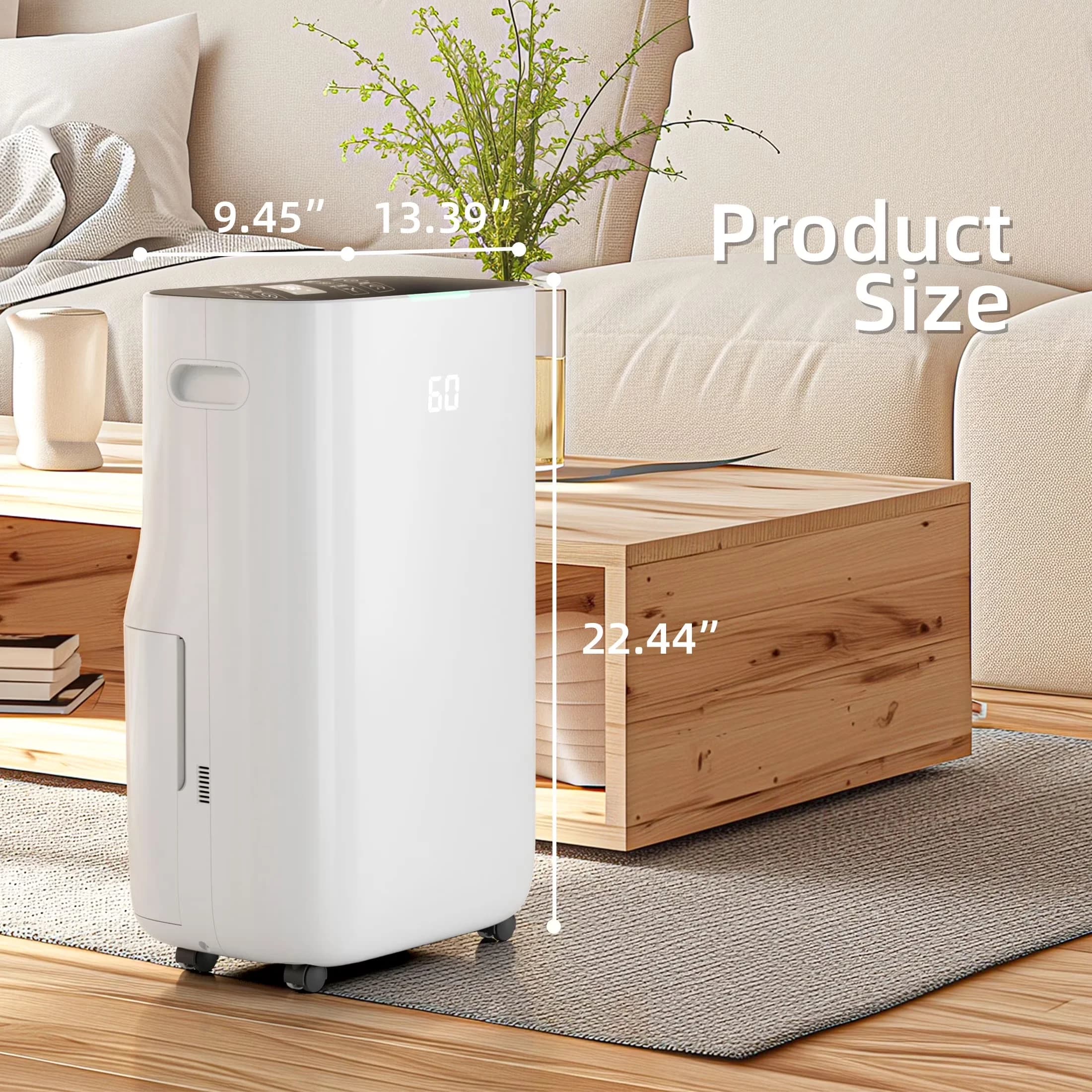 Durable Dehumidifier with Bucket Full Indicator, Adjustable Humidistat, Automatic Defrost Control - White Model 3F6849