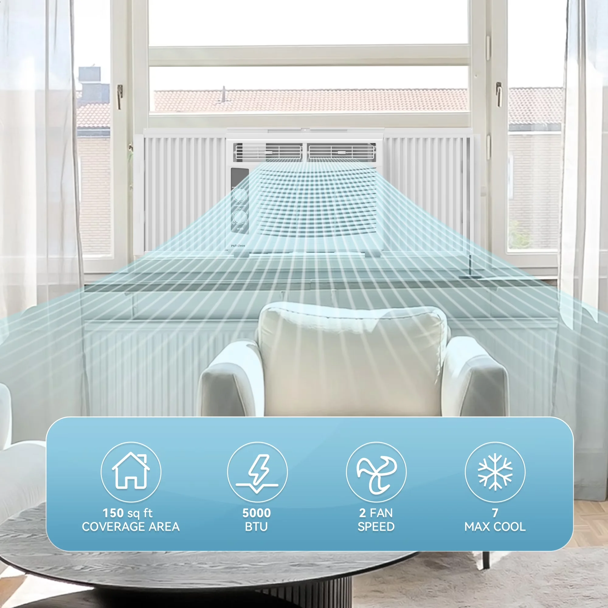 Air Conditioner Versatile with 5000 BTU, Mechanical Control, 5000 BTU Window Easy Cool for Small - Model B13102