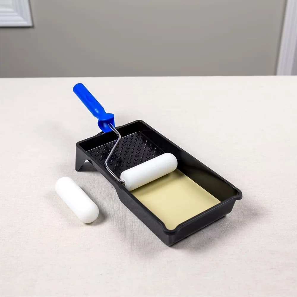 Paint Tools Supplies - Paint Brushes Rollers Tray Versatile with Disposable, 4" Foam Mini Roller Kit Model F4A52D