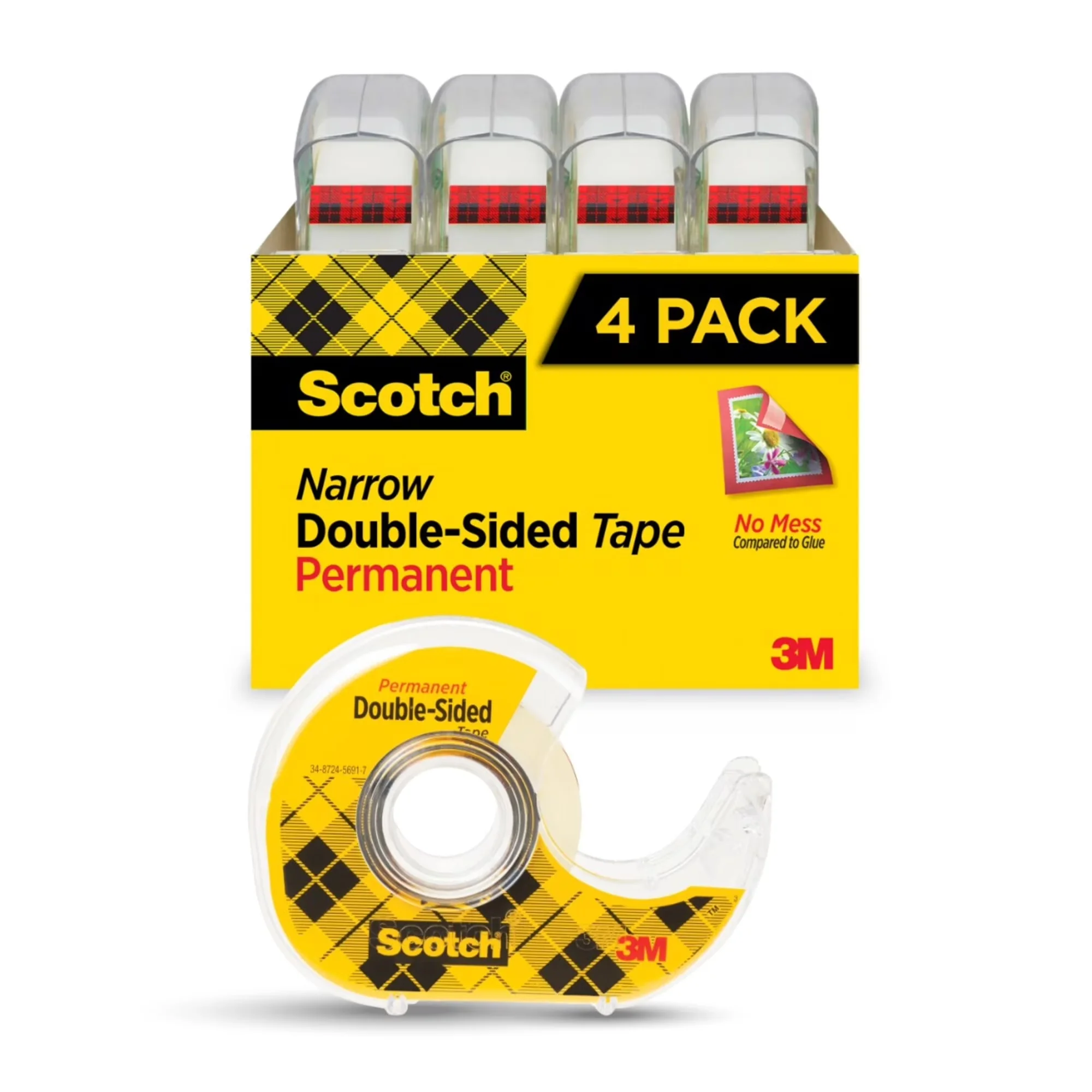 Reliable Damage-Free Hanging with Pack Of 4, (R) 137 Photo Safe Double-Sided Tape, 1/2in. x 400in - Acetate Clear Model 30098D