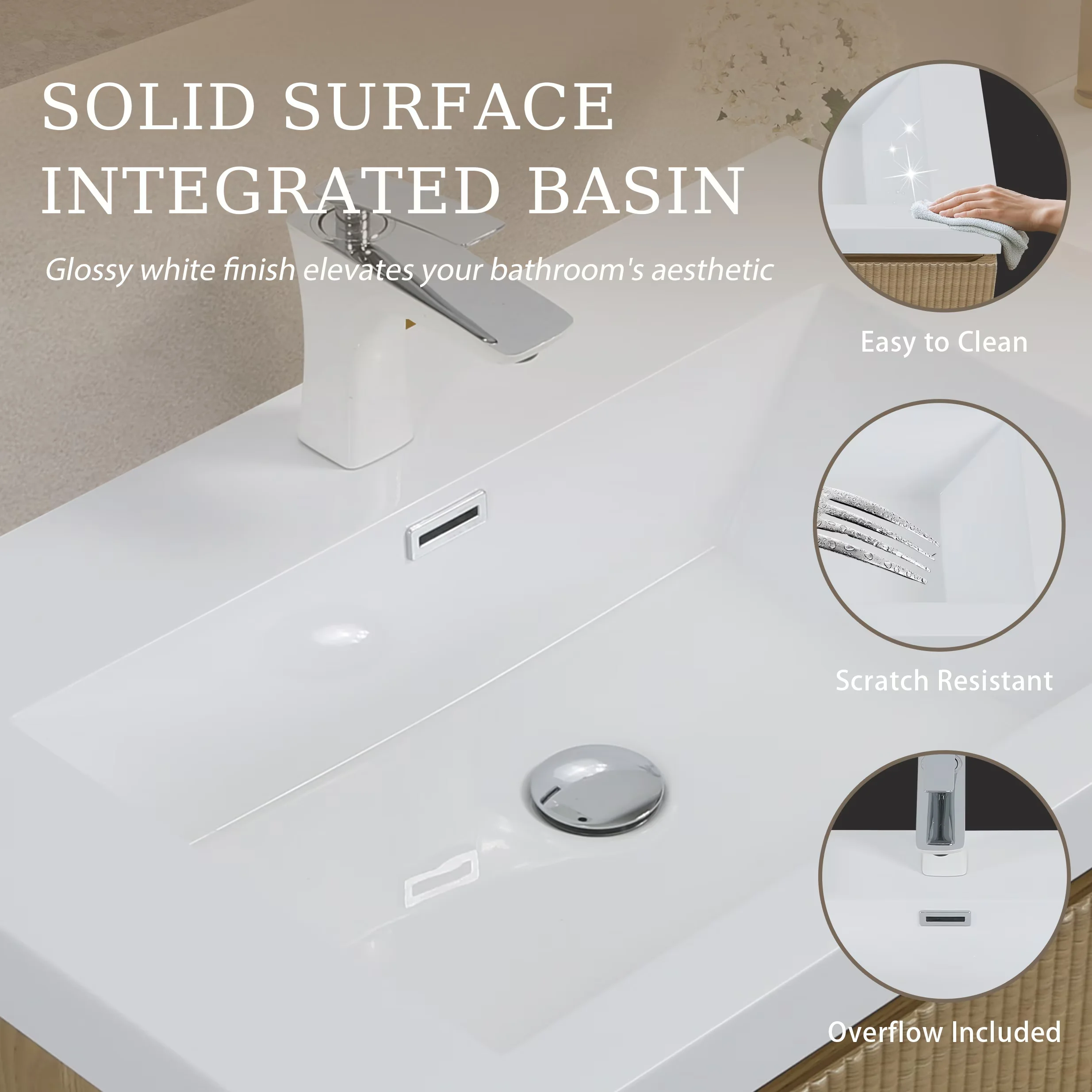 Modern Bathroom Renovation with Natural, 24" Floating Vanity for Daily Use - Model 563460