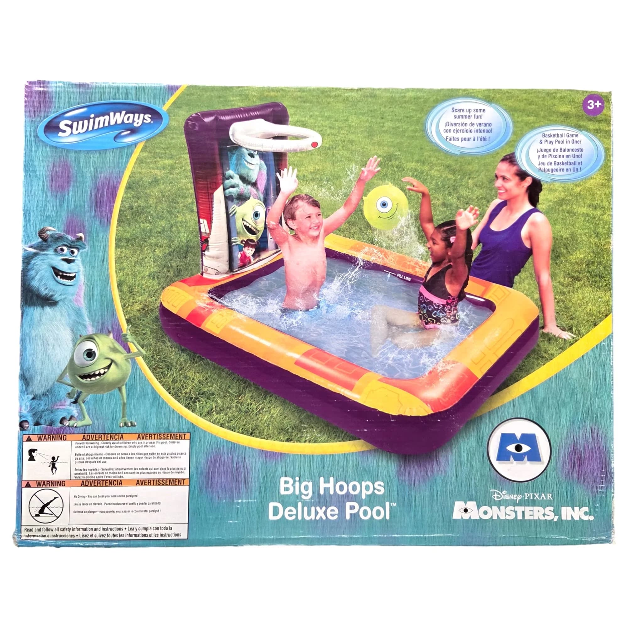 Compact Inflatable Pool with 60 inch length pool, 42 inches width, Easy set up & storage - Multicolor Model 8552F0