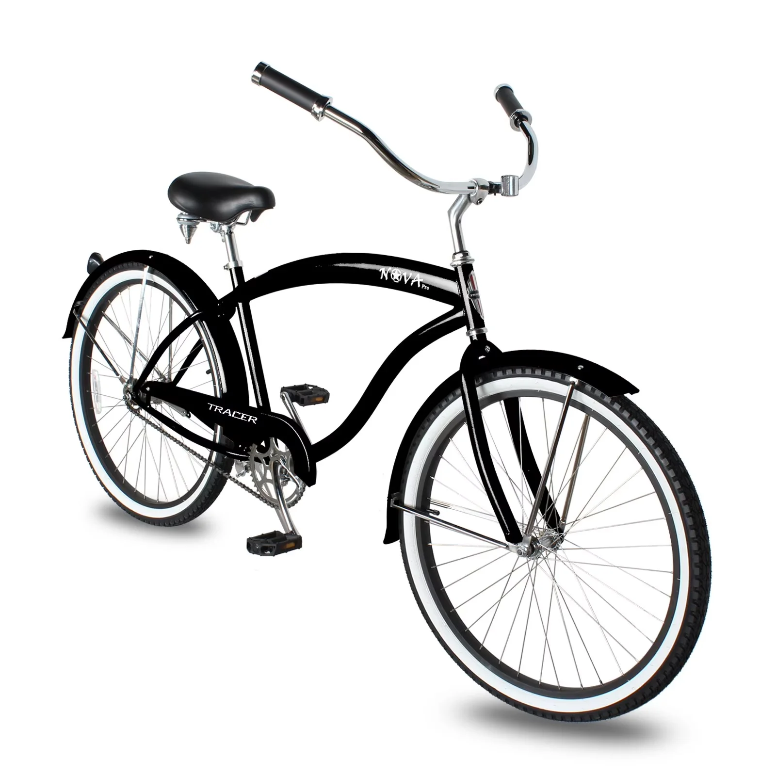 Cruiser Bike Efficient with Adjustable Handlebar Height, Adjustable Seat Height, Black - Black Model F6D4CD