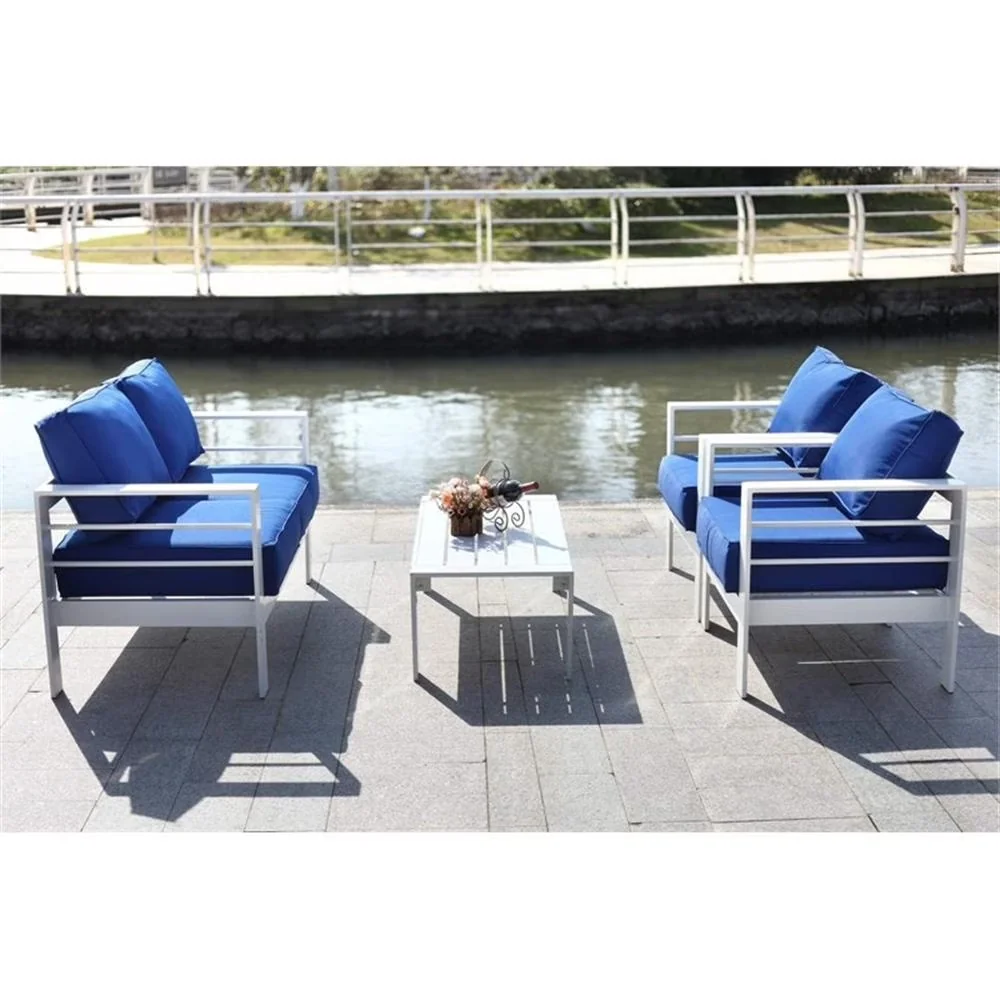 Patio Conversation Set Compact with Weatherproof - Blue Metal - Commercial Quality Model 95729A