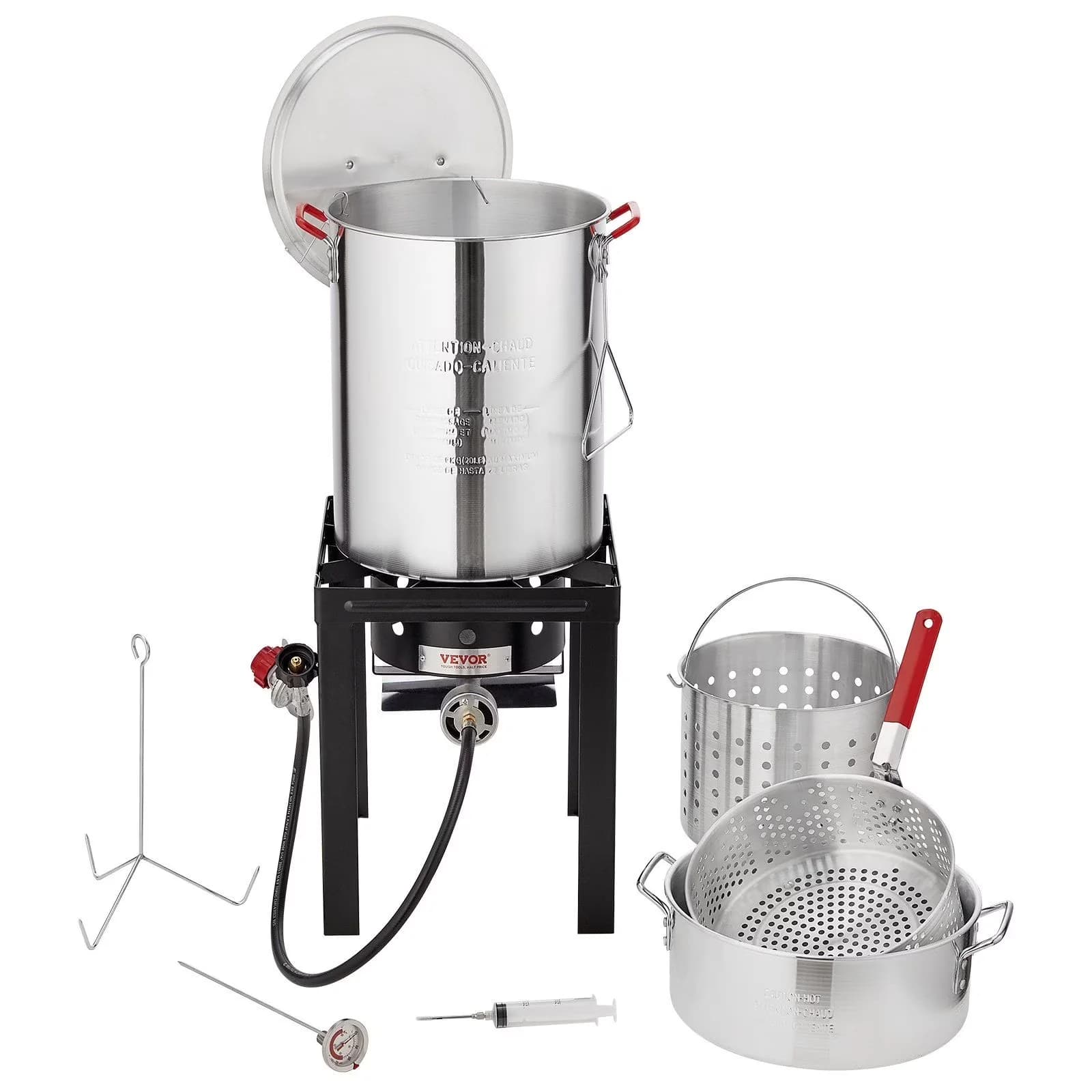 Outdoor Fryer Modern with 54000 BTU, Accessories, 30-Quart Fry Pot & 10-Quart Steamer - Aluminum Model B63A54