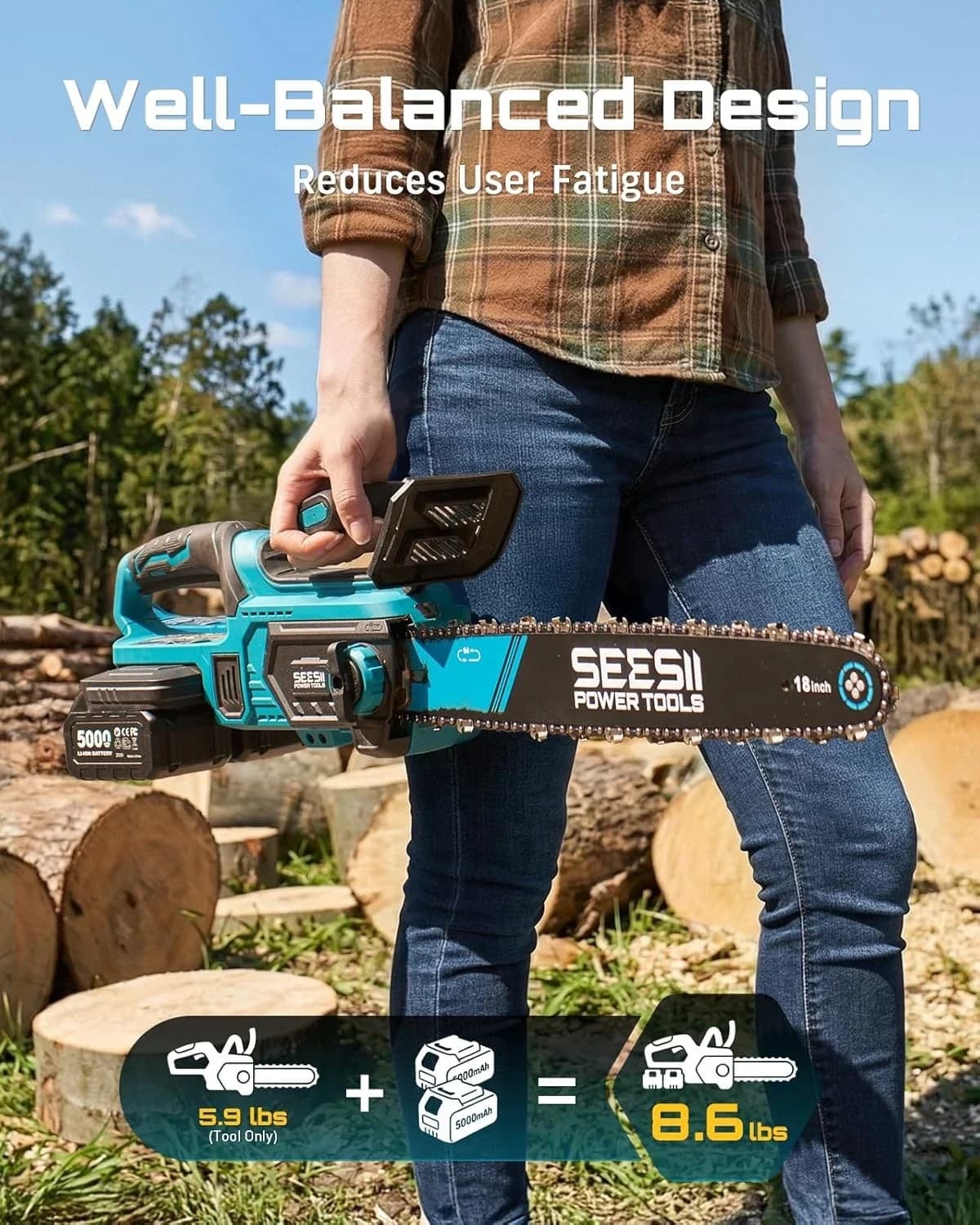 Innovative Chainsaw with Battery, 2200W, Heavy-Duty - 40V - Professional Series Model 6C4204