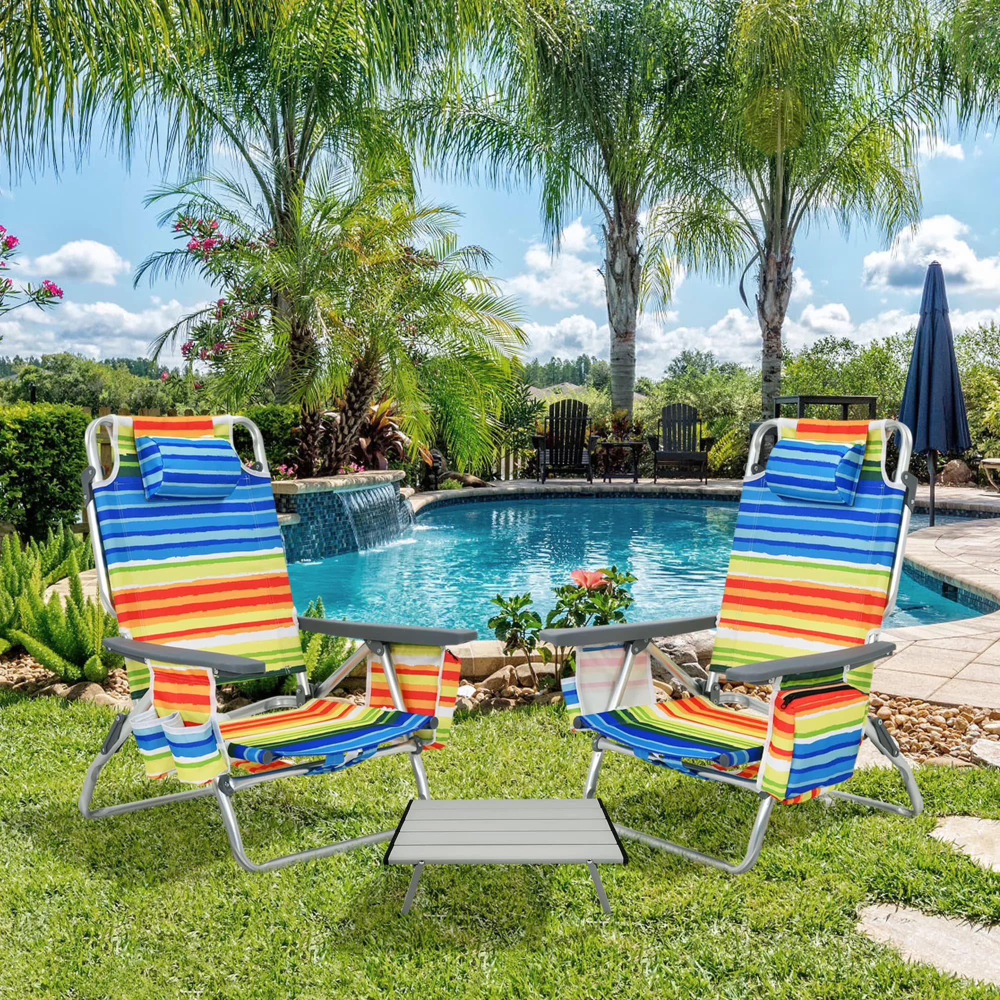 Beach Chair Stylish with Adjustable, Waterproof - Yellow 3PCS - Heavy Duty Model 80291E