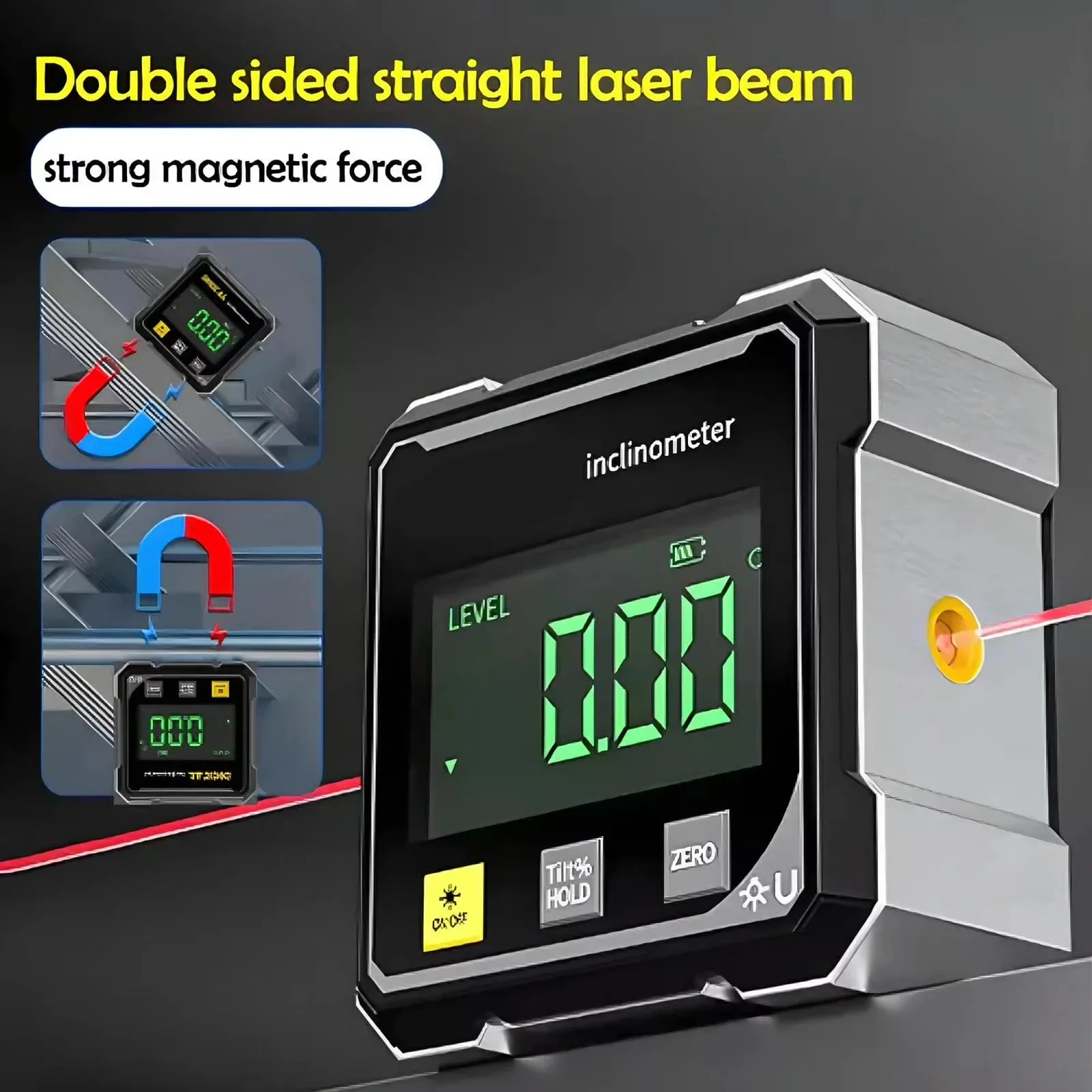 Quality Measuring Layout with Battery, Auto Lock, Accurate Measurement - Gray Aluminum Alloy Model 390160