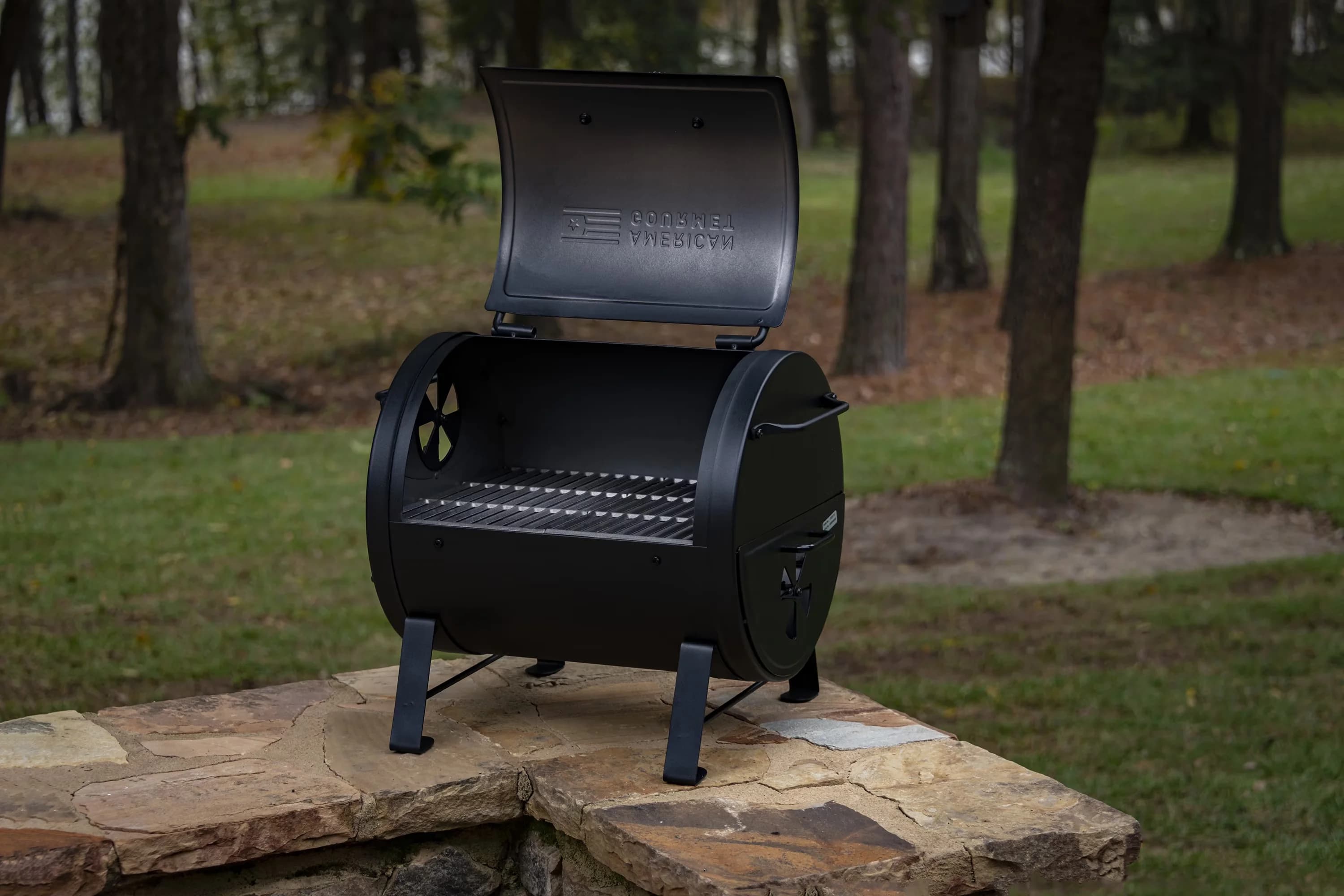 Premium Smoker with Portable, Side carrying handles for easy transport - Black Cast Iron Model 3C0C71