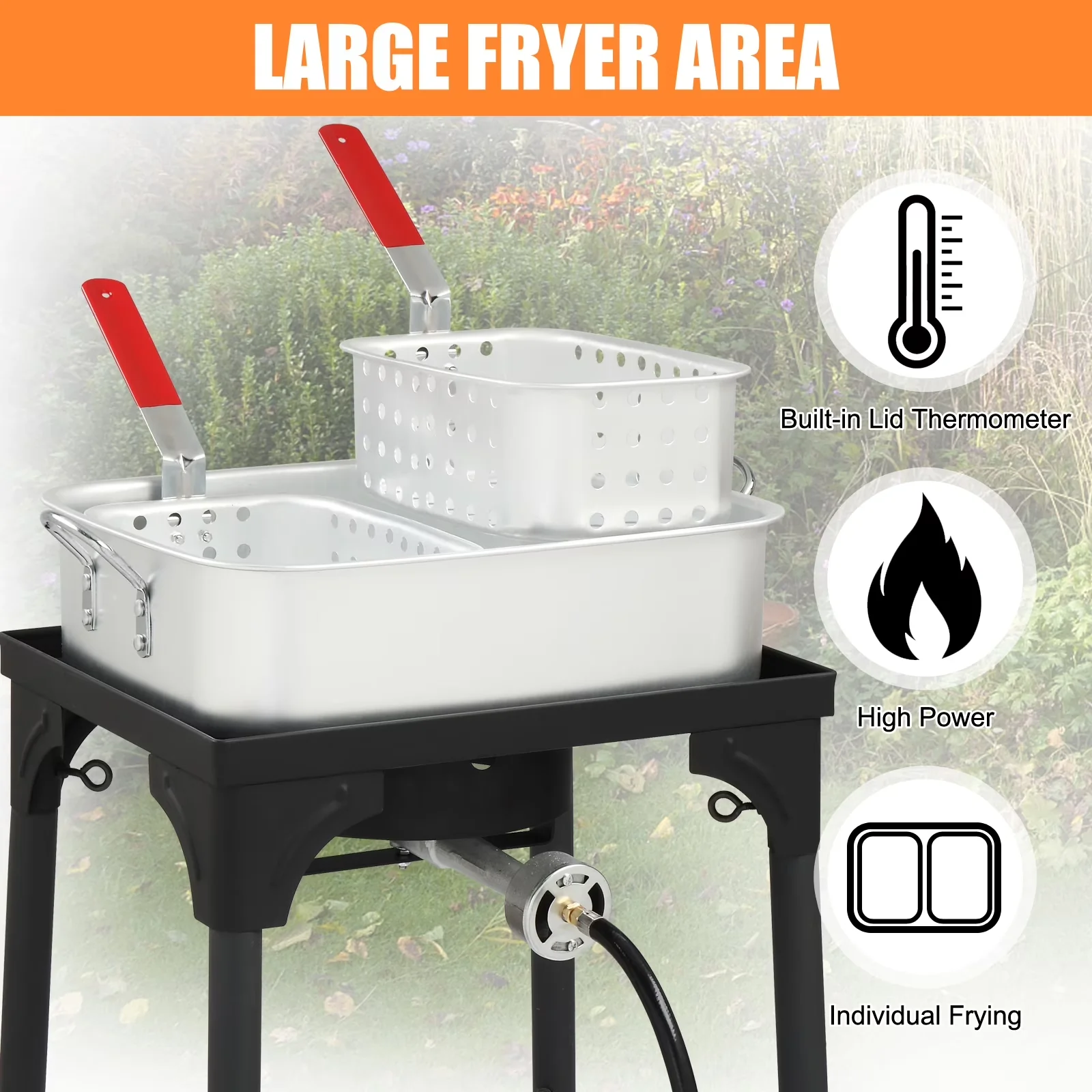 Reliable Outdoor Fryer with Adjustable Regulator - Silver Aluminum, Steel Model A10248