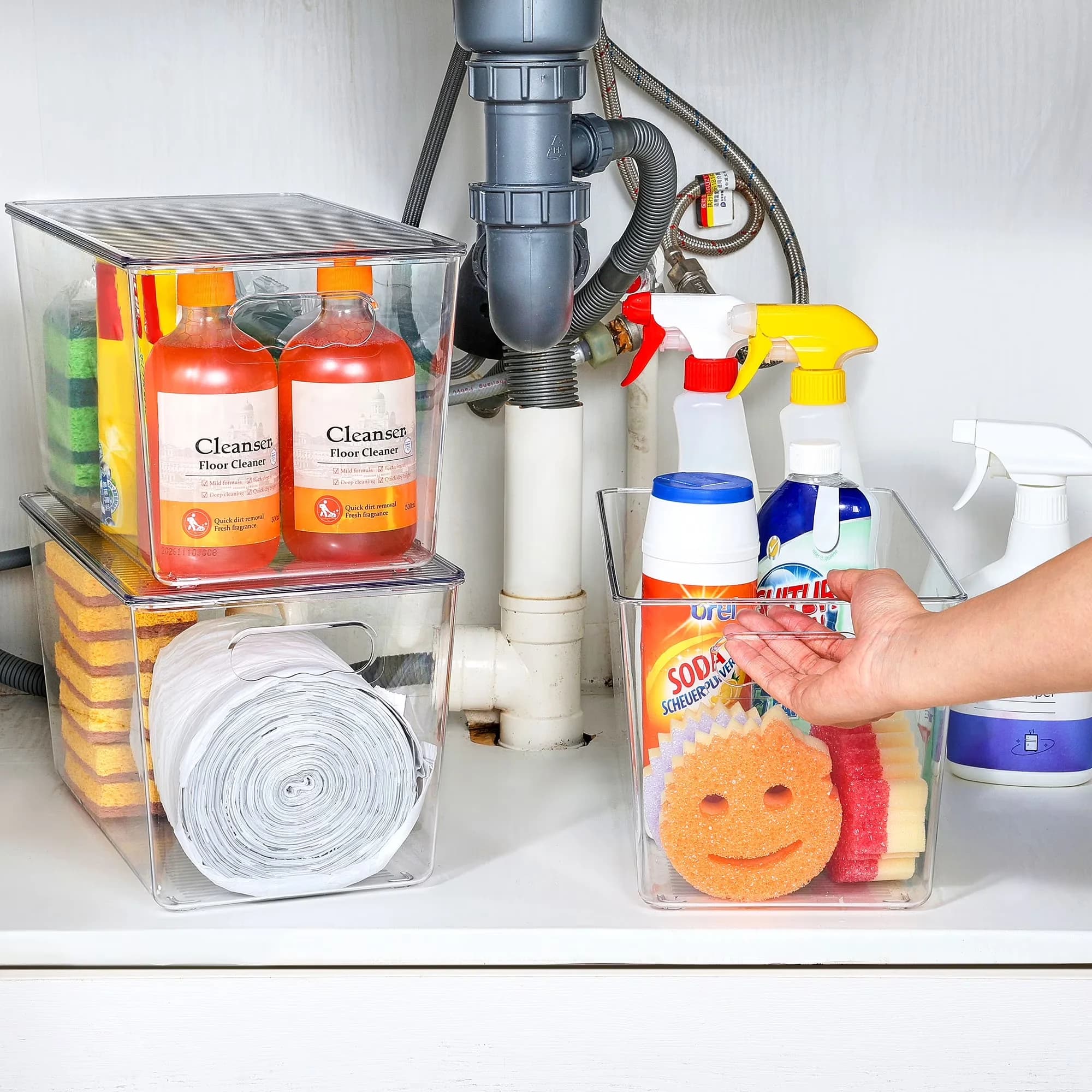 Garage Storage Supply Versatile with Stackable, Lids - Xl : 4 Pack With Lids Plastic for Kitchen Model FA2C17