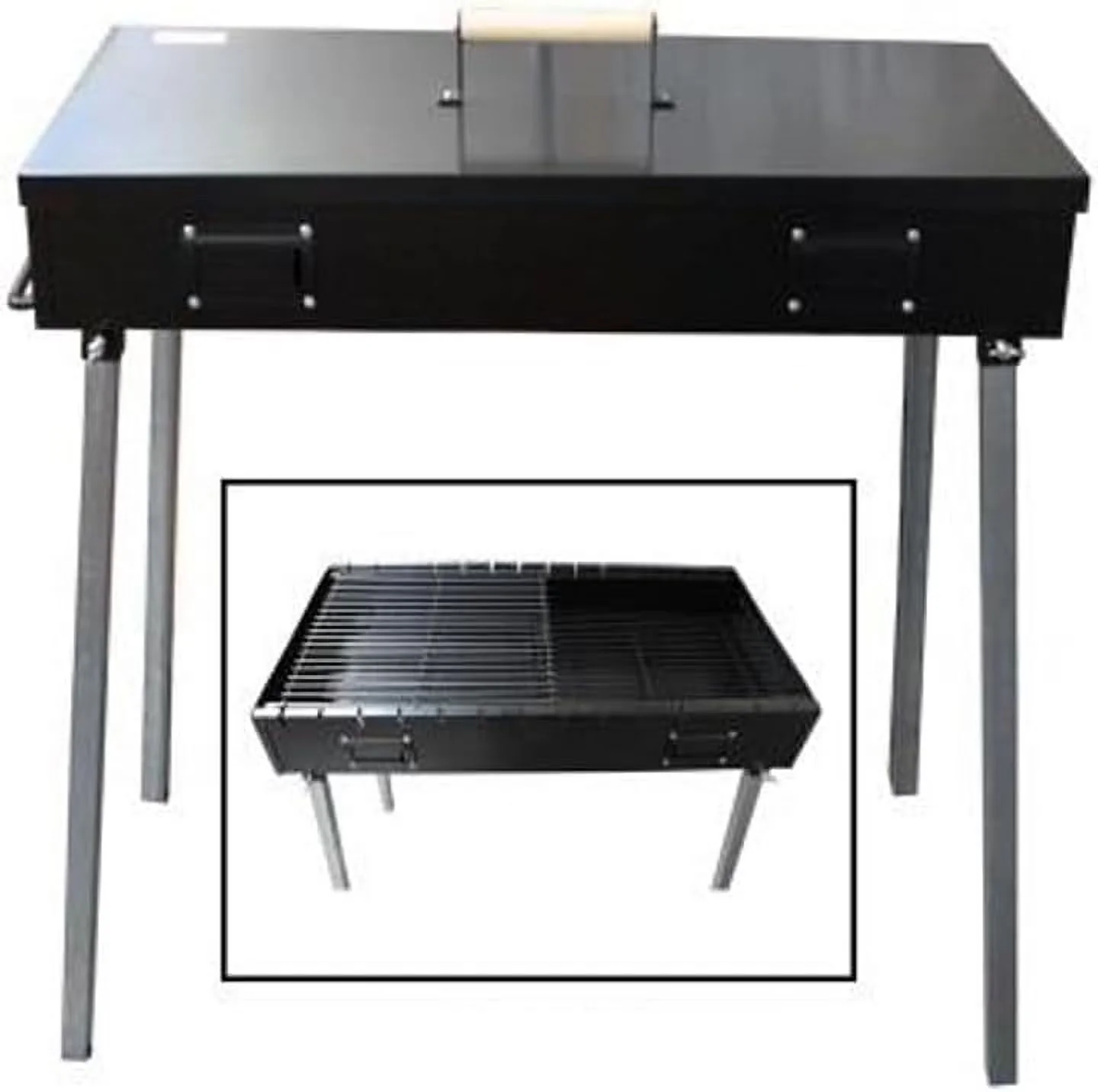 Quality Charcoal Grill with Portable, 30" Cast Iron BBQ - Cast Iron Black Model 606ED7