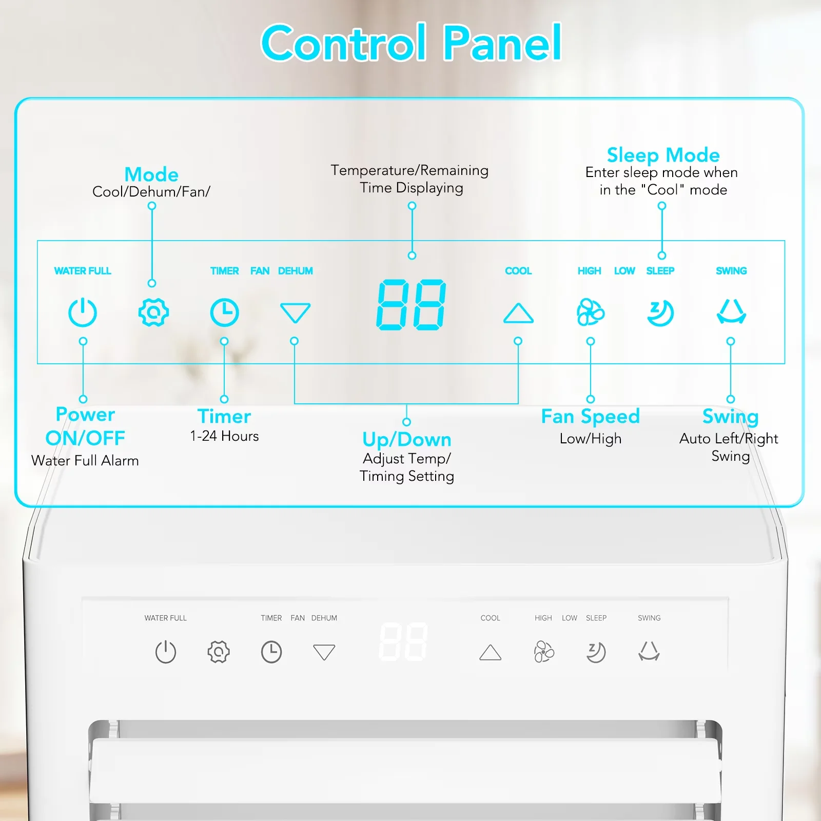 Air Conditioner Innovative with 8000 BTU, Automatic Defrost Control, Portable - Model 3EEC3D