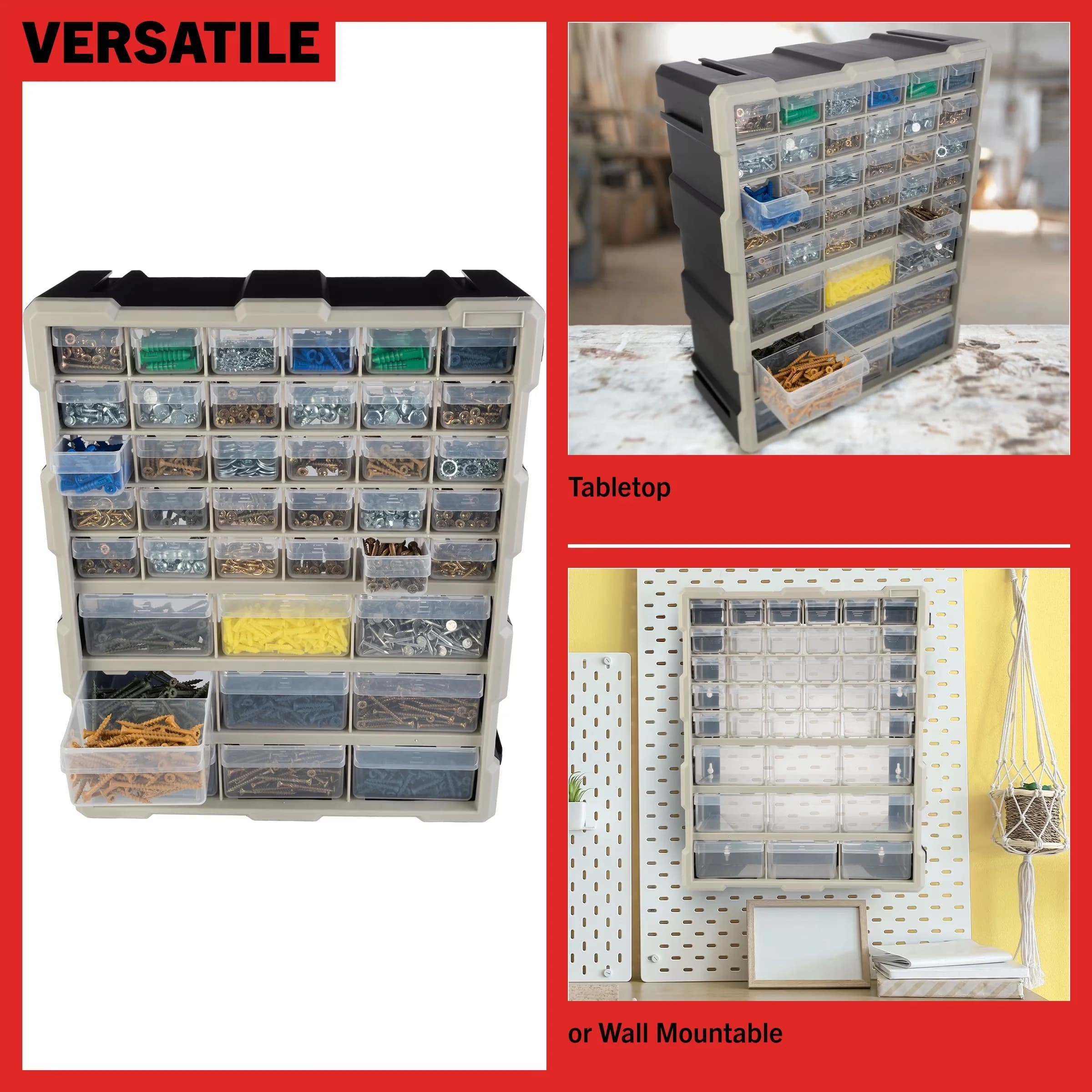 Innovative Toolstorage with Storage, Black, 39-Drawer Small Part Organizer - Black Polypropylene Model 12DC44