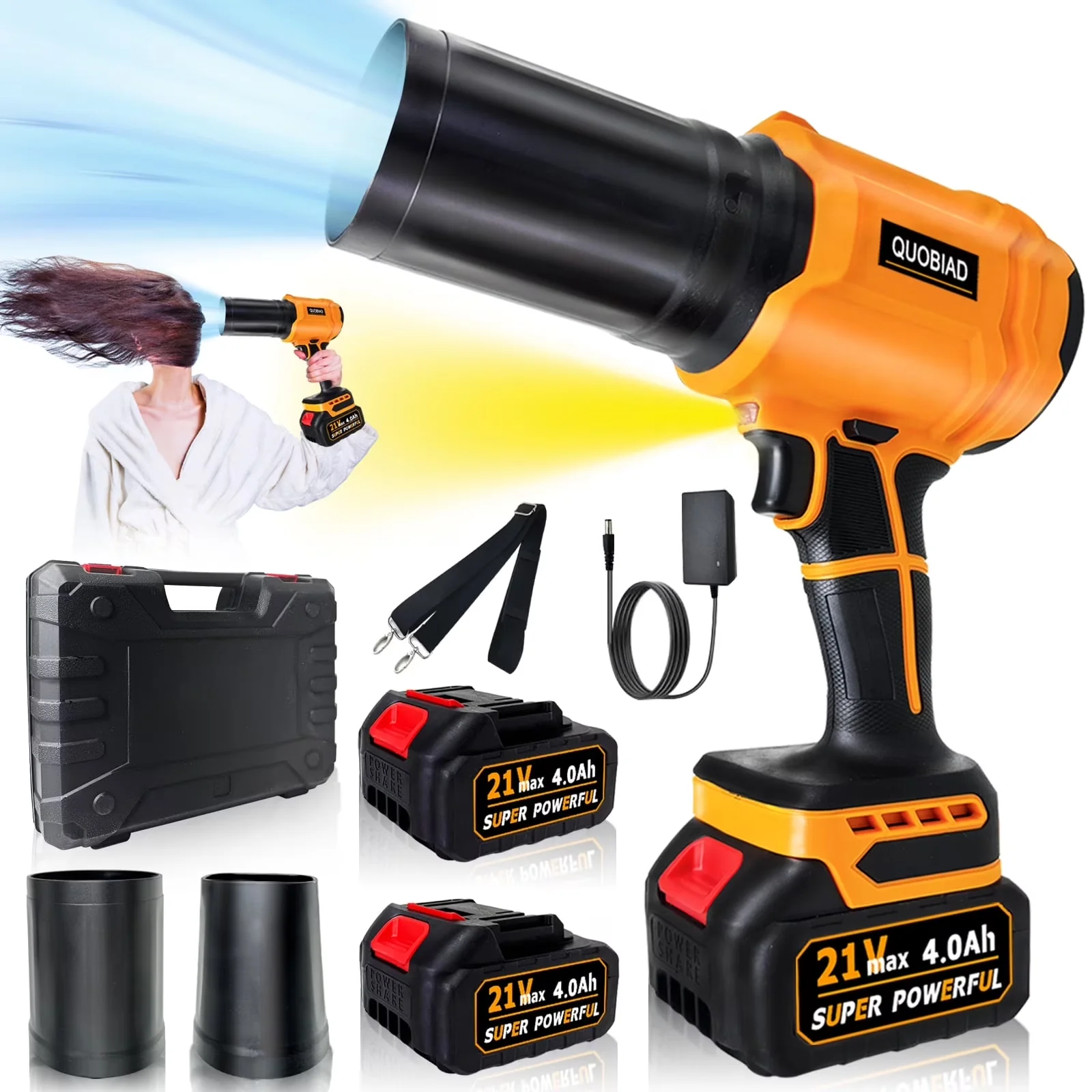 Versatile Leaf Blower with Battery, Cordless, Battery and Charger Included (Orange) - Model 4E9773