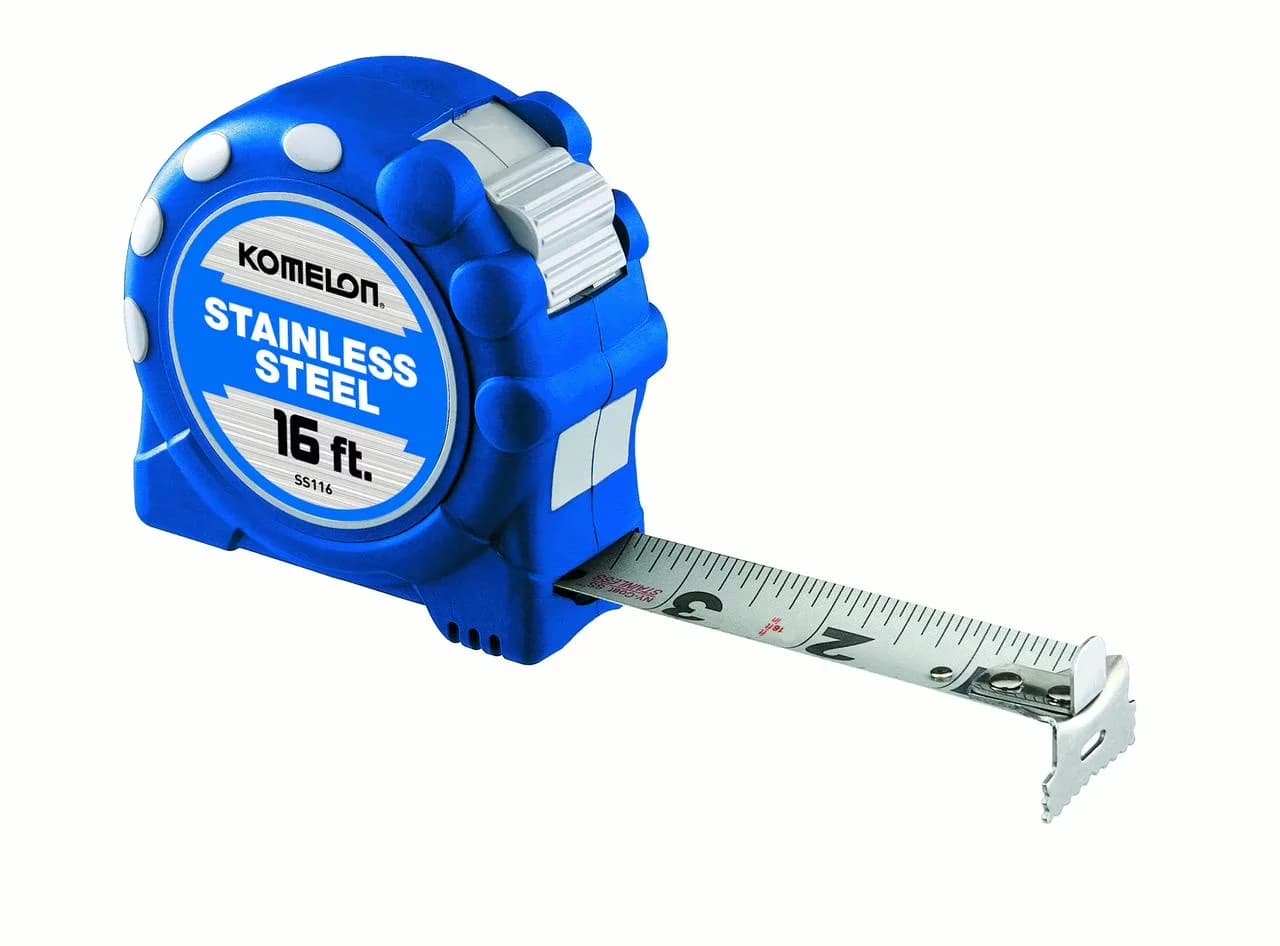 Compact Measuring Layout with Durable, 16ft Stainless Steel Tape Measure - Stainless Steel Multicolor Model 0FB859