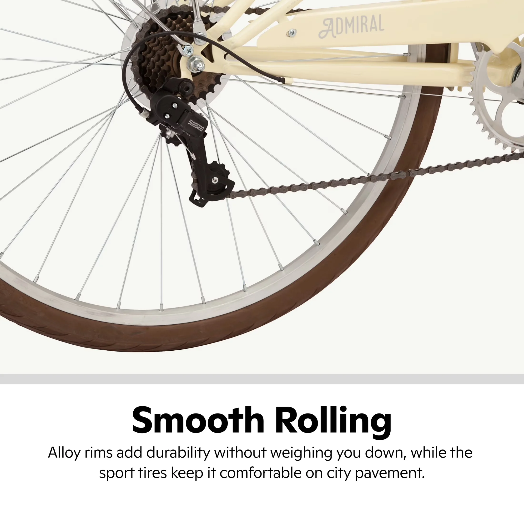 Premium Mountain Bike with Adjustable Seat Height, Admiral 700c Adult Hybrid, 7 Speed - Off-White Model 0B3D9C