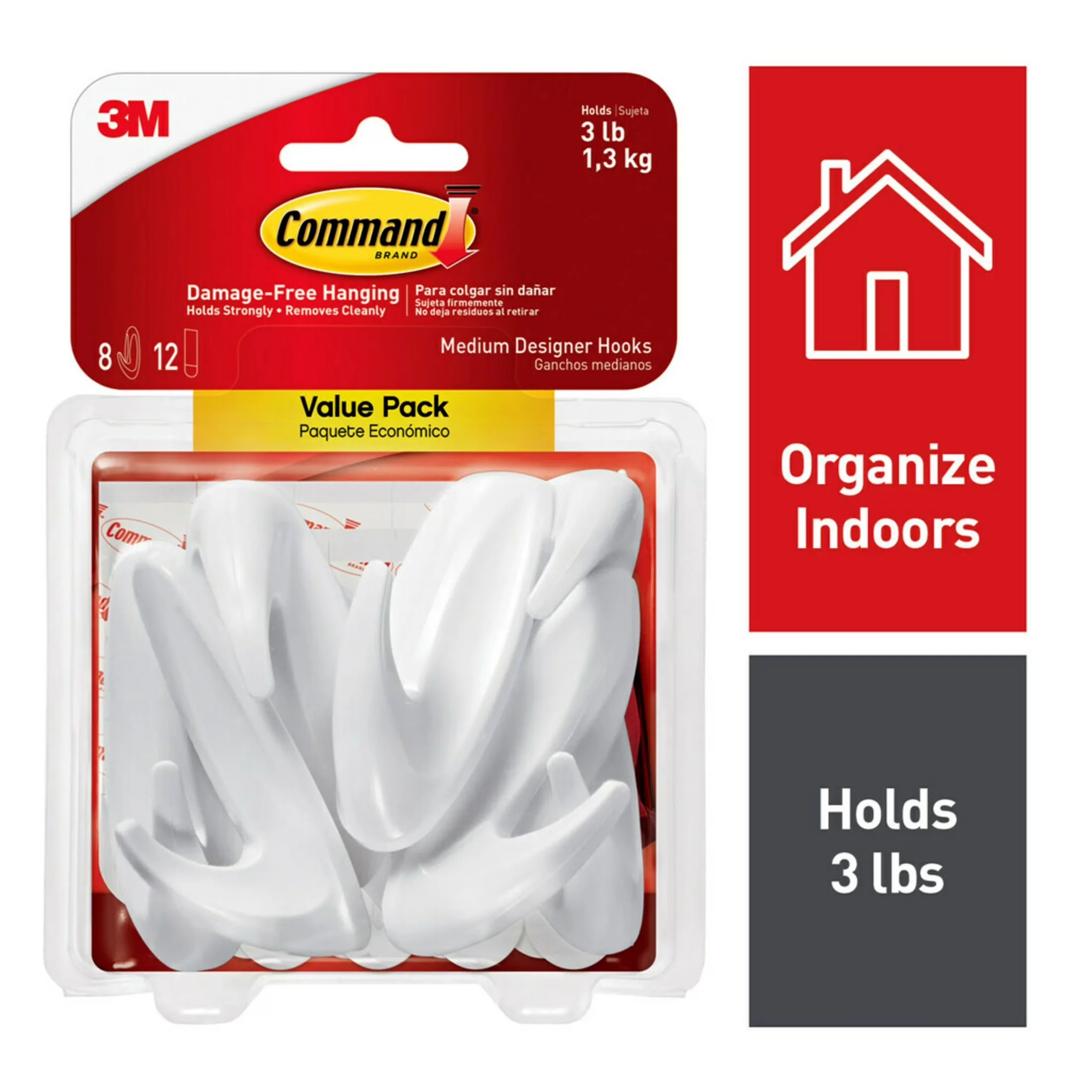 Innovative Damage-Free Hanging with Easy Installation, White - White Plastic Model 2C6782