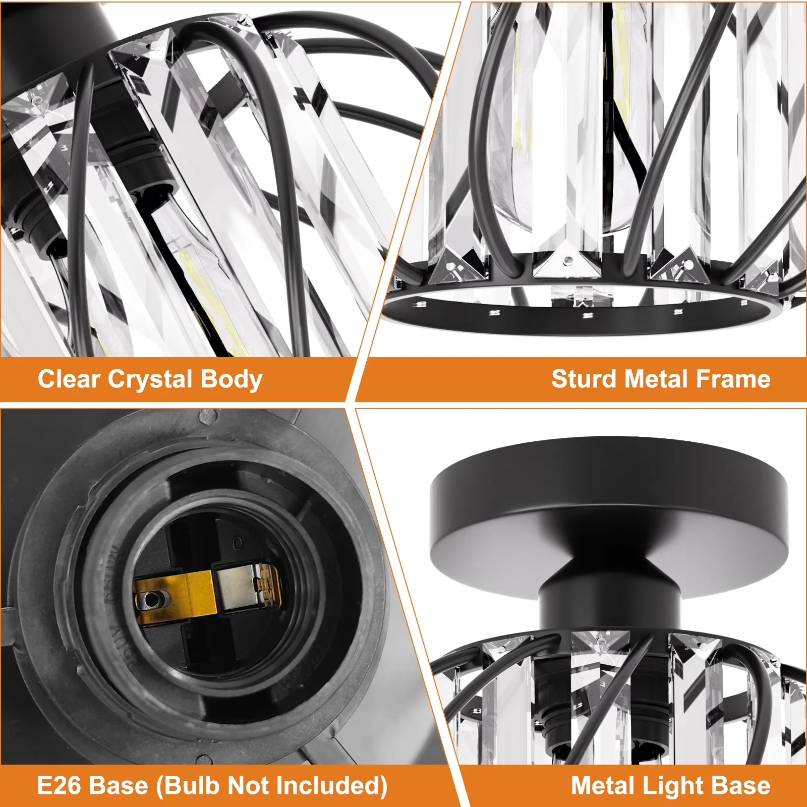 Essential Ceiling Lights Fixture with Incandescent, Energy Efficient - Metal Black Model D7D30A
