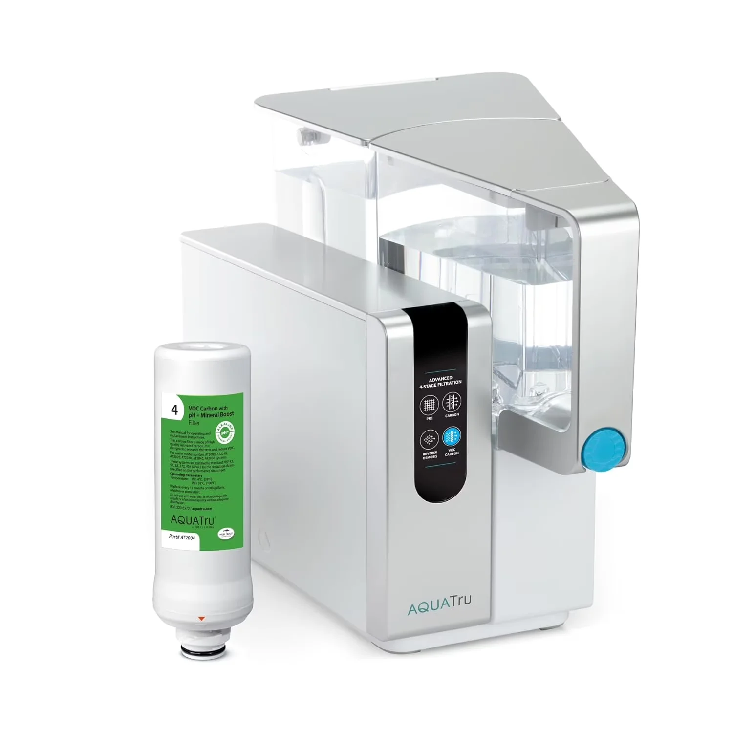 Water Filtration Sleek with Multi Filter, Classic Alkaline Countertop System - White Model 08D80C