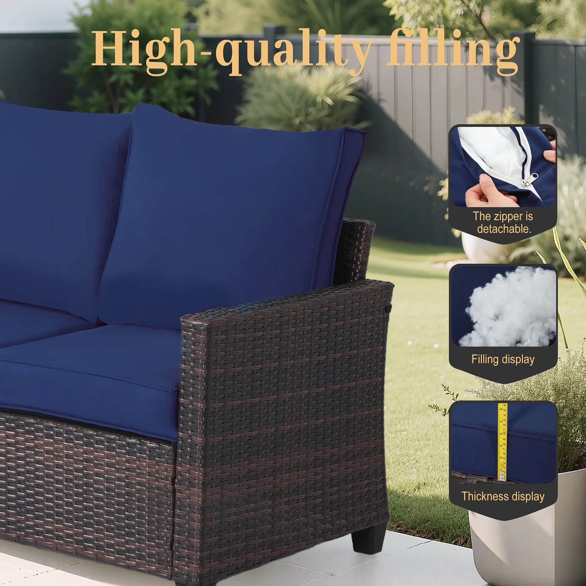 Innovative Outdoor Sofas Sectional with Weather-Resistant, Modern, Rust Resistant - Metal ; Pe Rattan Blue for Garden Model 9E48F8