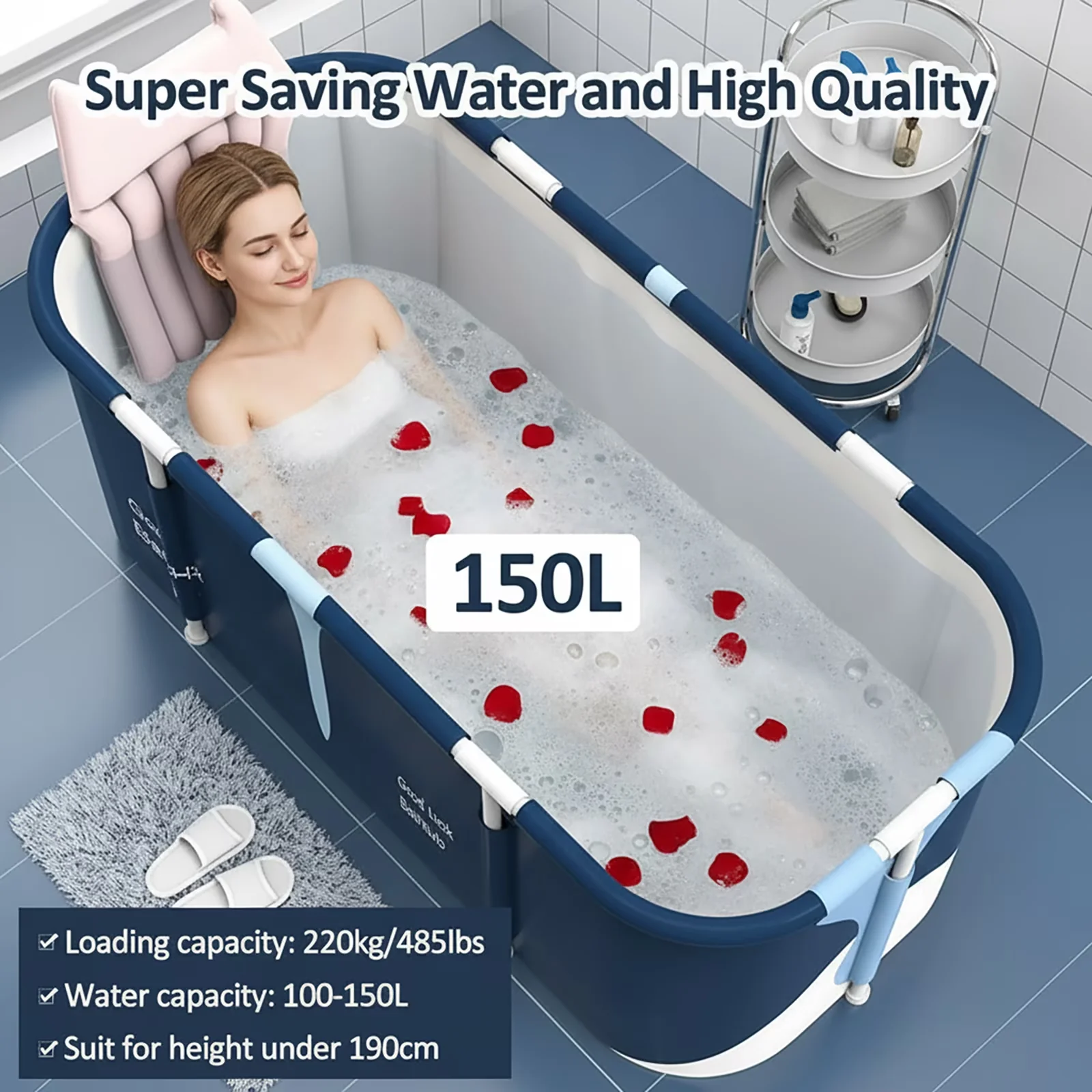 Stylish Bathroom Renovation with Easy To Clean, Adjustable, Accessories Kit - Pvc Blue Model C5C80B