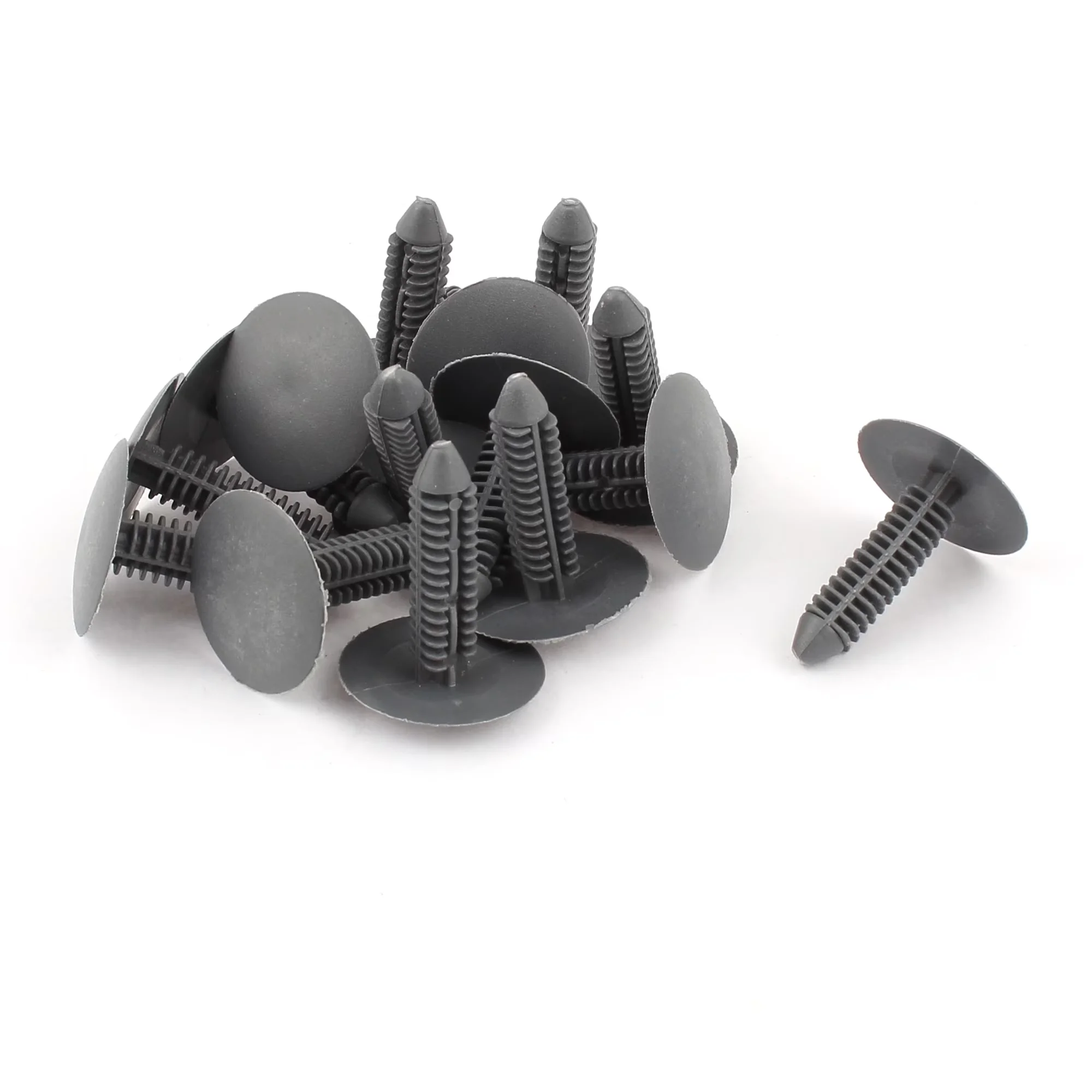 Sleek Fastener with Easy To Install, Package Content: 15 Pcs x Plastic Rivets - Plastic Gray Model 934B0C