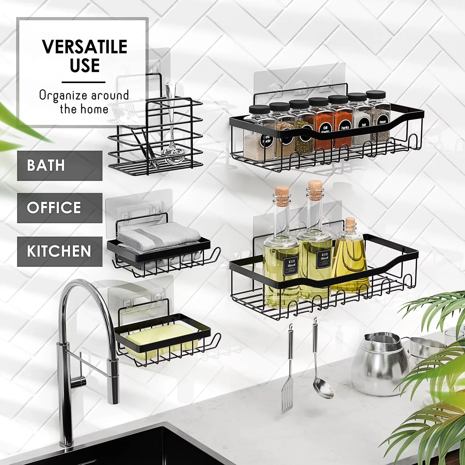 Essential Bathroom Renovation with Rust Resistant, Divided, Hanging - Black Heavy Duty Stainless Steel Model 2E2996